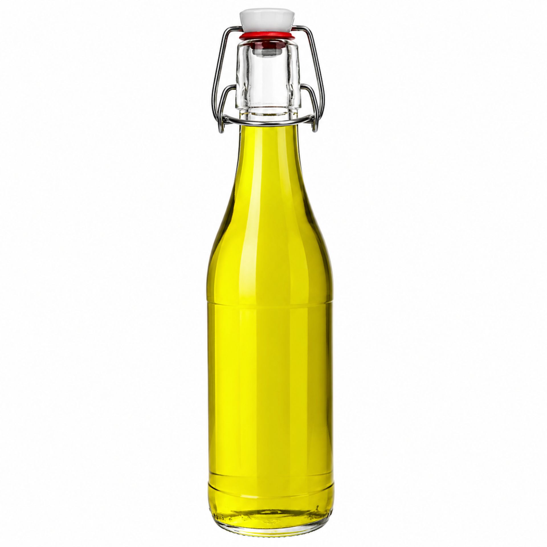 Eine Sammlung von sechs transparenten, wiederverwendbaren Glas- und Plastikflaschen in verschiedenen Formen und Größen, auf einem neutralen Hintergrund platziert, ideal für nachhaltige Verpackungslösungen und umweltbewusste Verbraucher.