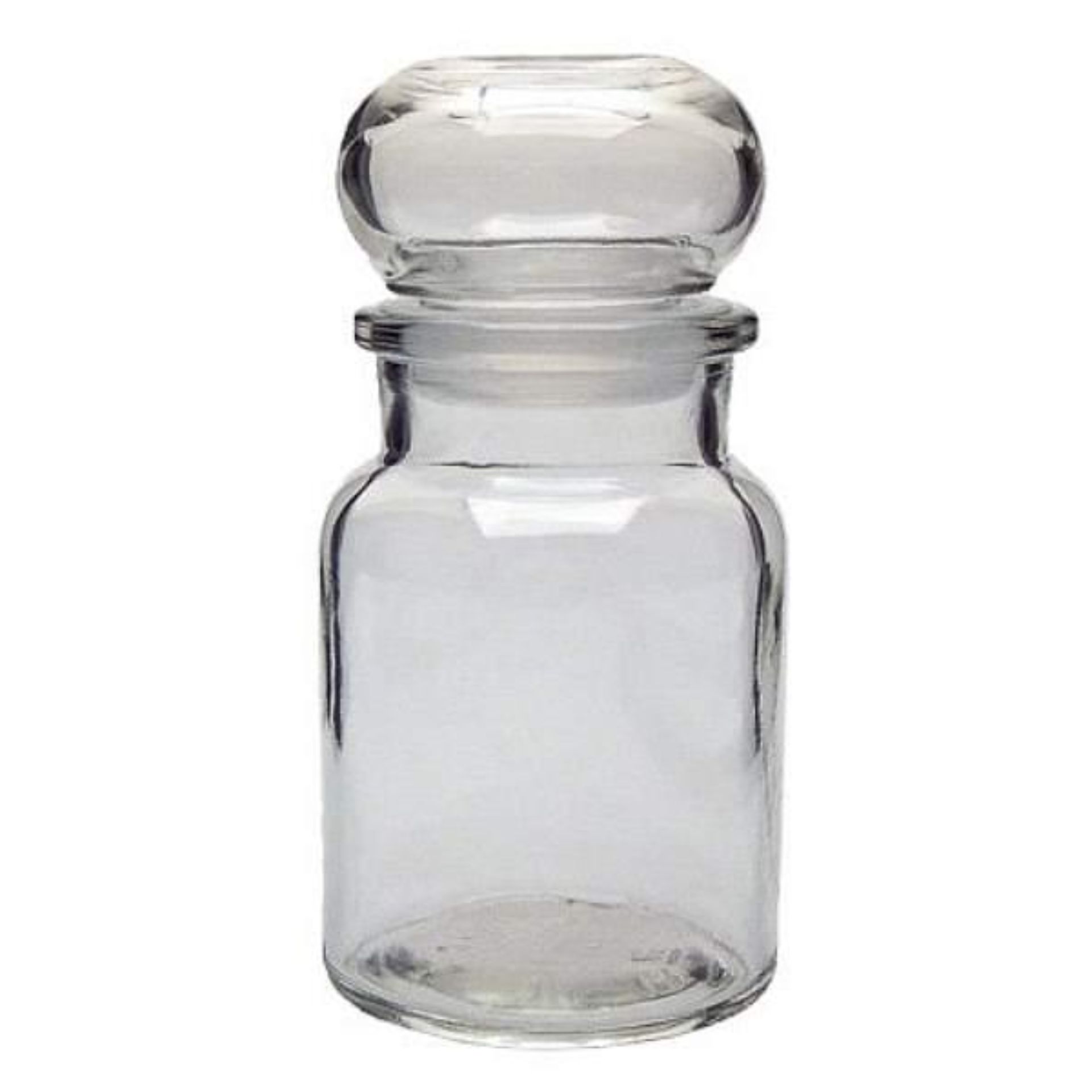Rundes 150 ml Vorratsglas mit Glasstopfen – luftdichtes Aufbewahrungsglas aus Klarglas Rundes 150 ml Vorratsglas mit Glasstopfen auf weißem Hintergrund