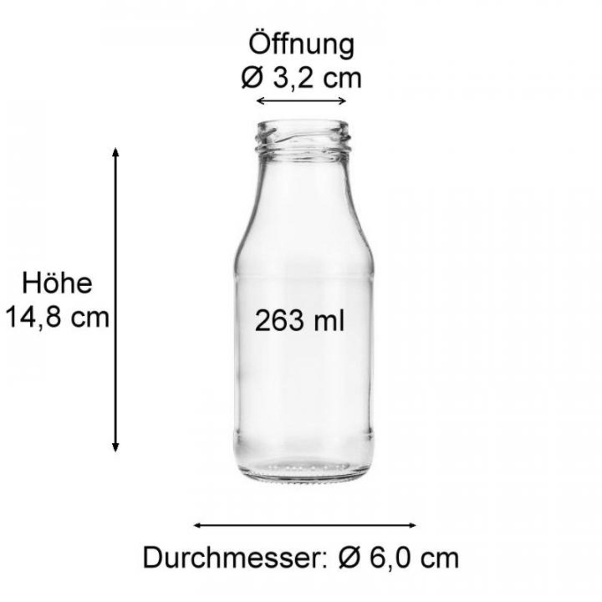 Glasflasche 263 ml Milchflasche mit goldfarbenem, silbernem oder naturbelassenem Deckel