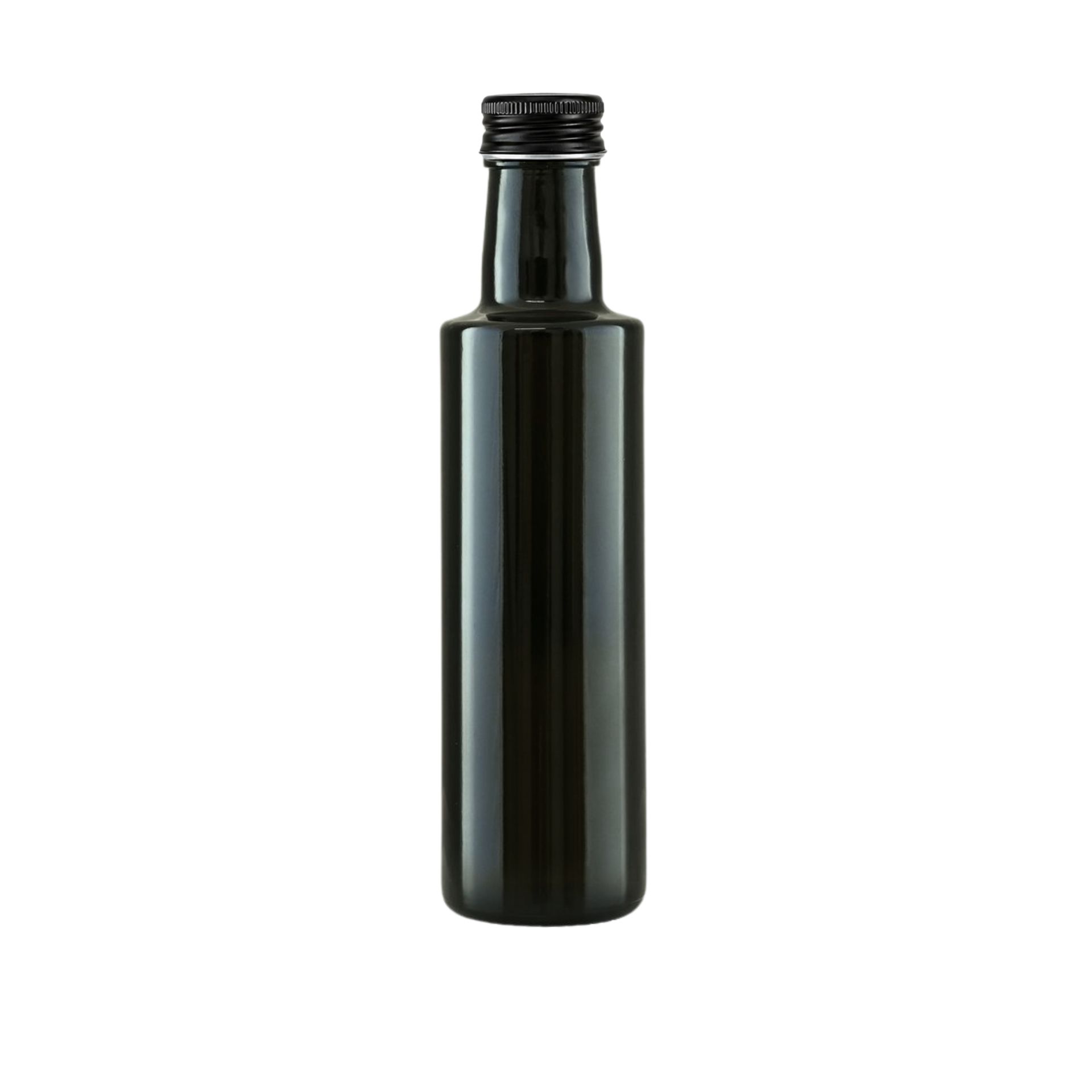 Glasflasche 250 ml rund Antik mit Deckel Schwarz