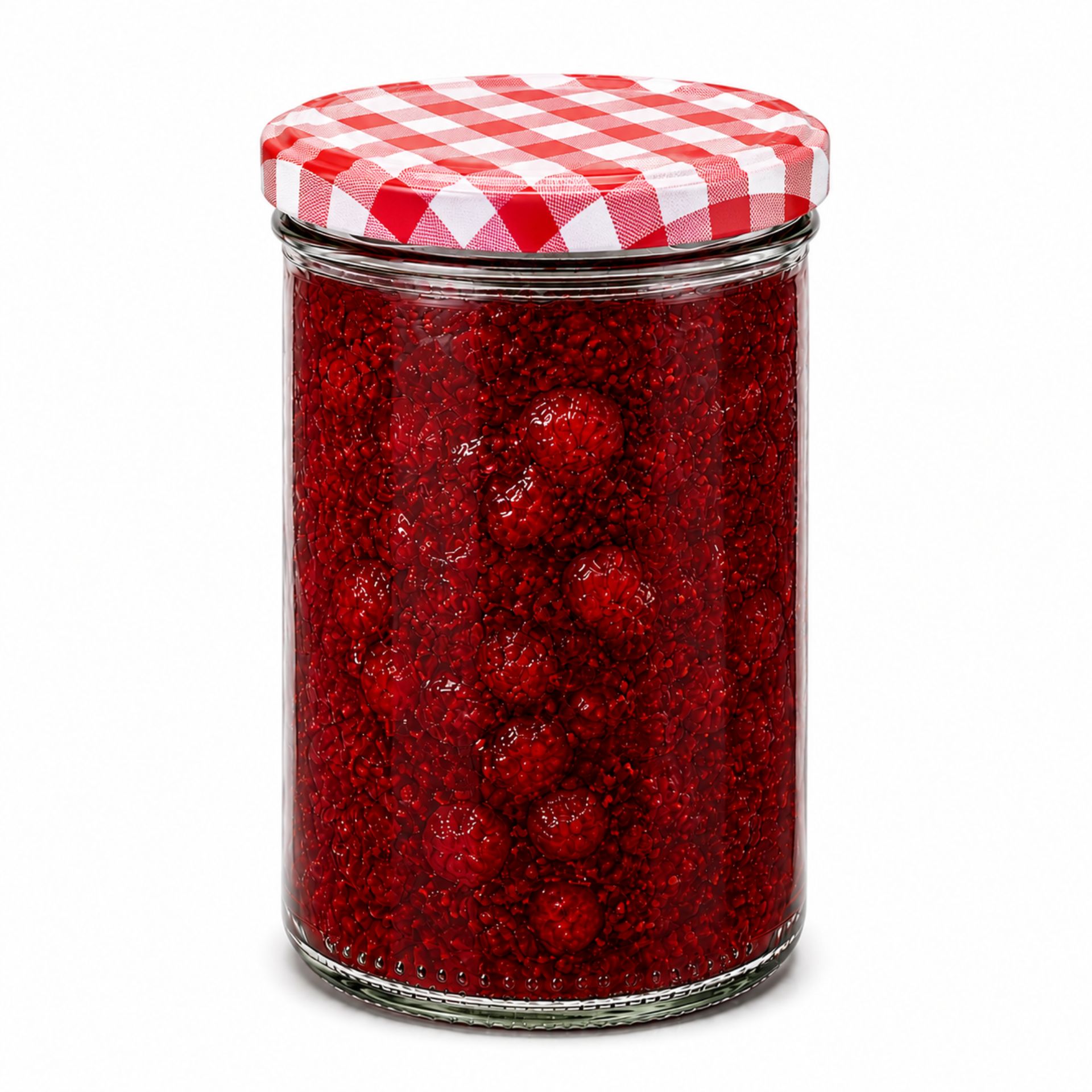 Vier leere, durchsichtige Sturzgläser mit je 435 ml Fassungsvermögen stehen aufrecht nebeneinander auf weißem Hintergrund.