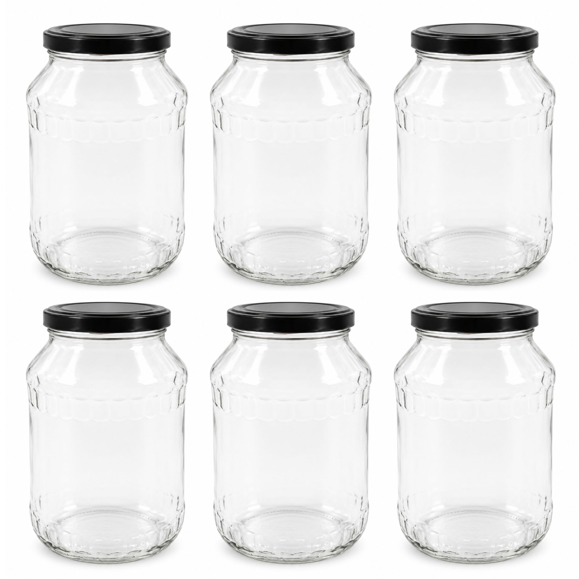 Einmachgläser 6x2650 ml mit Schraubdeckel Schwarz