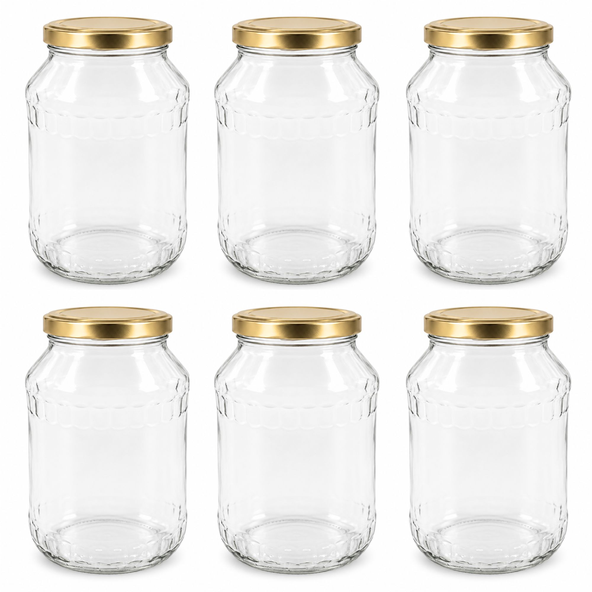 Einmachgläser 6x2650 ml mit Schraubdeckel Gold