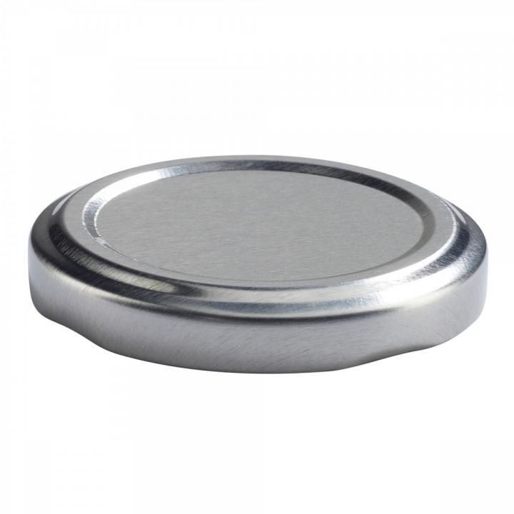 Schraubverschluss-Deckel TO 53 Silber Pasteurisierbar – Hochwertiger Metallverschluss für Gläser und Dosen Silberner Schraubverschluss-Deckel der Größe TO 53, geeignet zum Pasteurisieren, vor weißem Hintergrund.