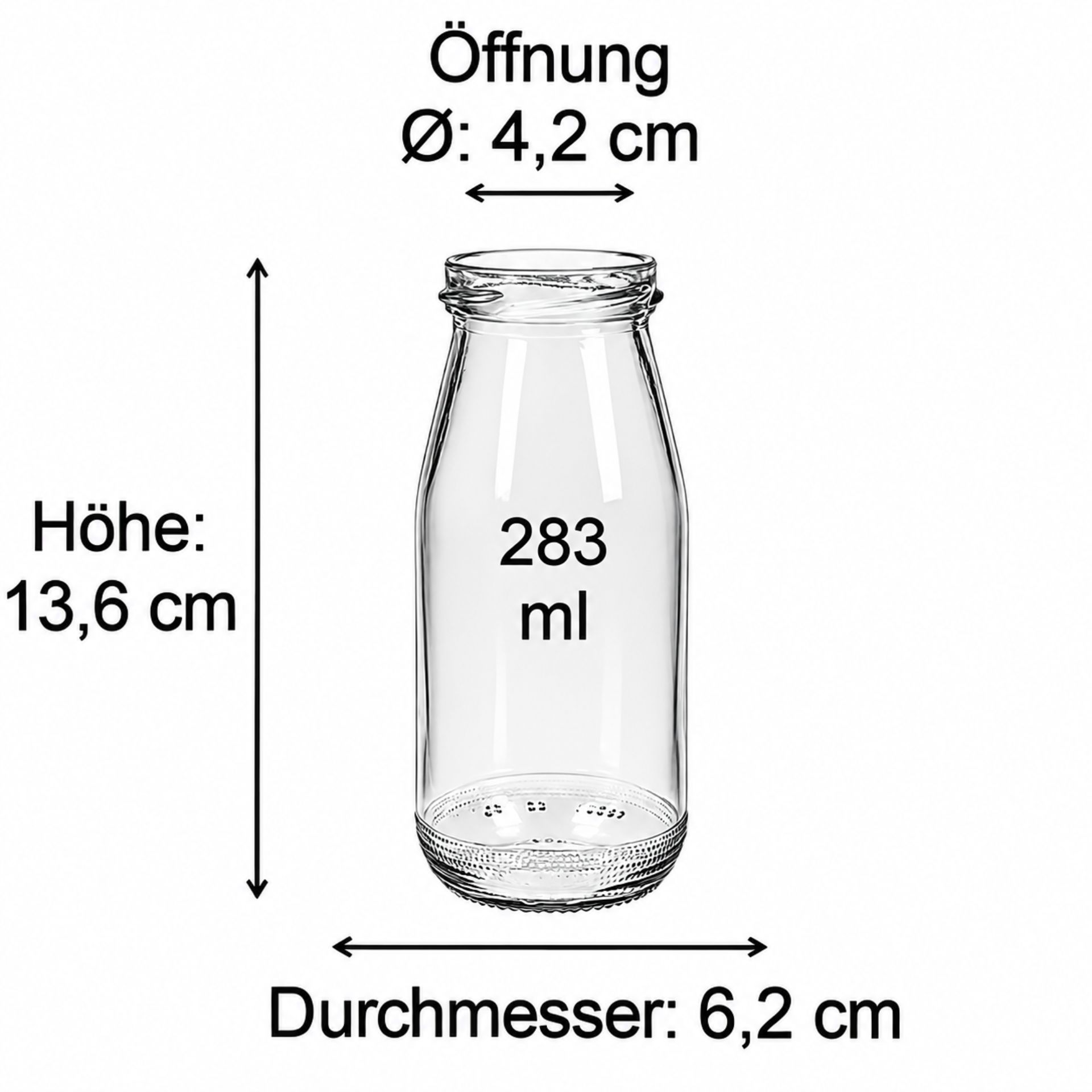 283 ml klare Glasflasche mit Standardmaßen für Abfüllung von Getränken