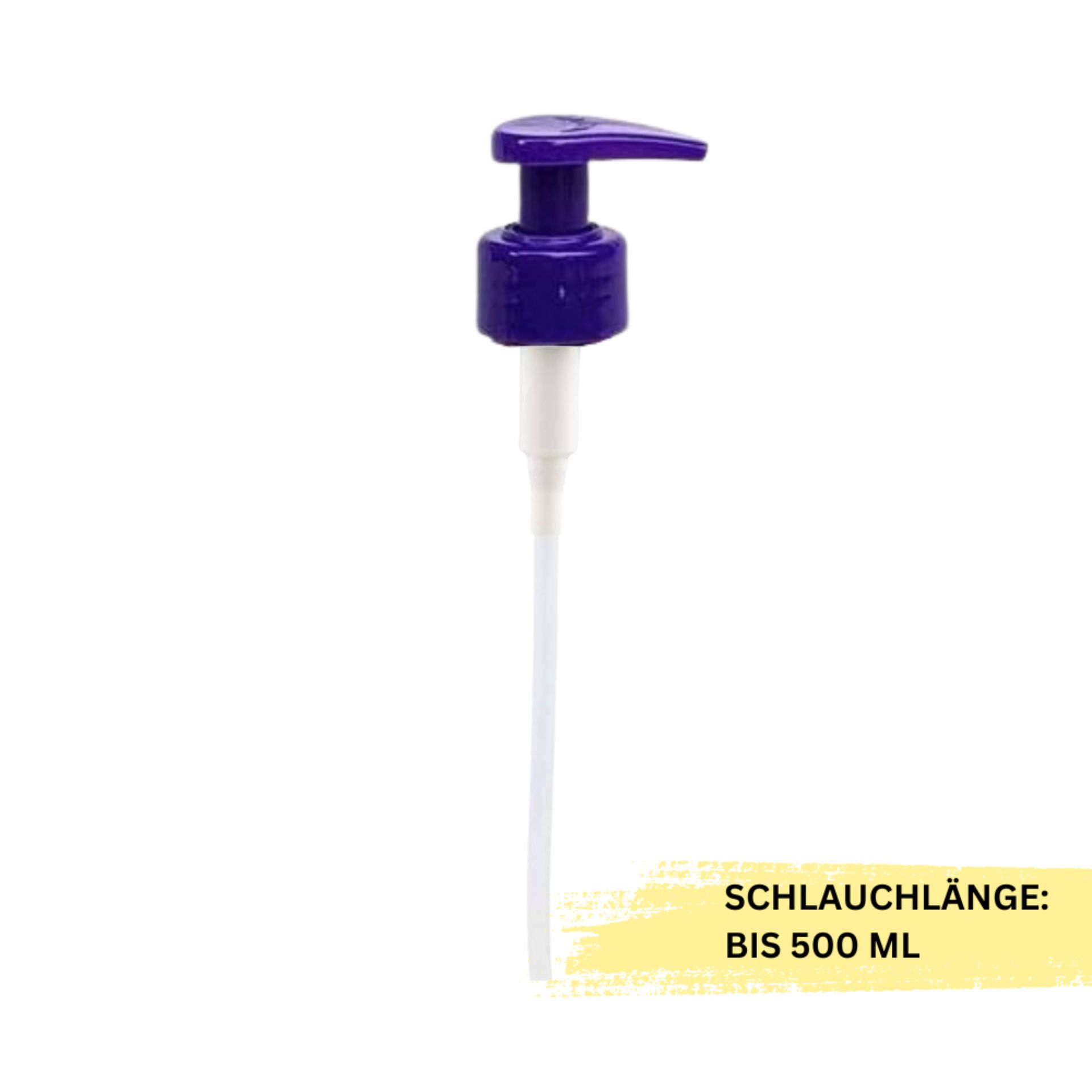 Lila Pumpaufsatz für Seifenspender – Ersatzpumpe kompatibel mit Mikken Flaschen Lila Pumpaufsatz von Mikken als Ersatzteil für Seifenspender, mit weißem Pumpkopf und Gewindeaufsatz, vor weißem Hintergrund.