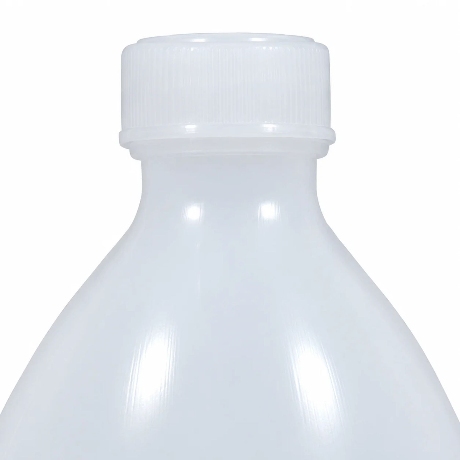 Laborflasche aus PE, 1000 ml, Enghalsflasche mit Schraubverschluss, ideal für chemische Proben; Produktbild zeigt transparente Kunststoffflasche mit Verschluss.