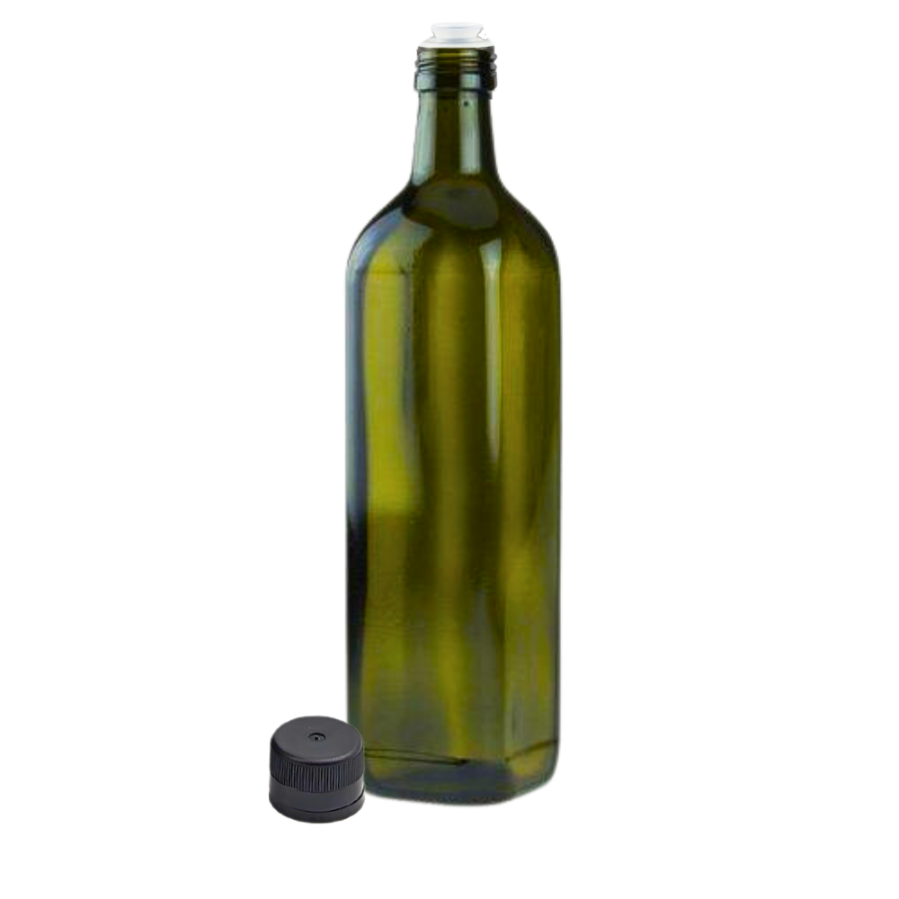 mikken 750 ml Ölflasche mit Ausgiesser, Schraubdeckel mit Originalitätsring Maraska Antik 