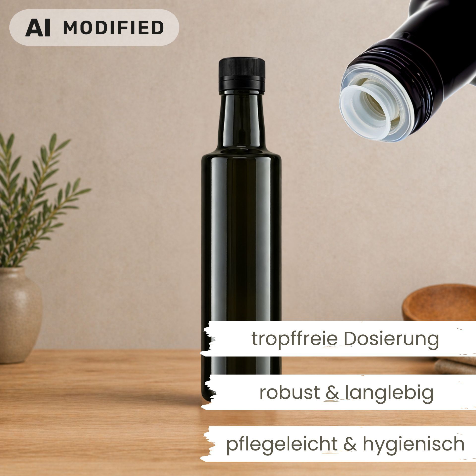 Ölflasche 250 ml Glas Antik mit Ausgießer