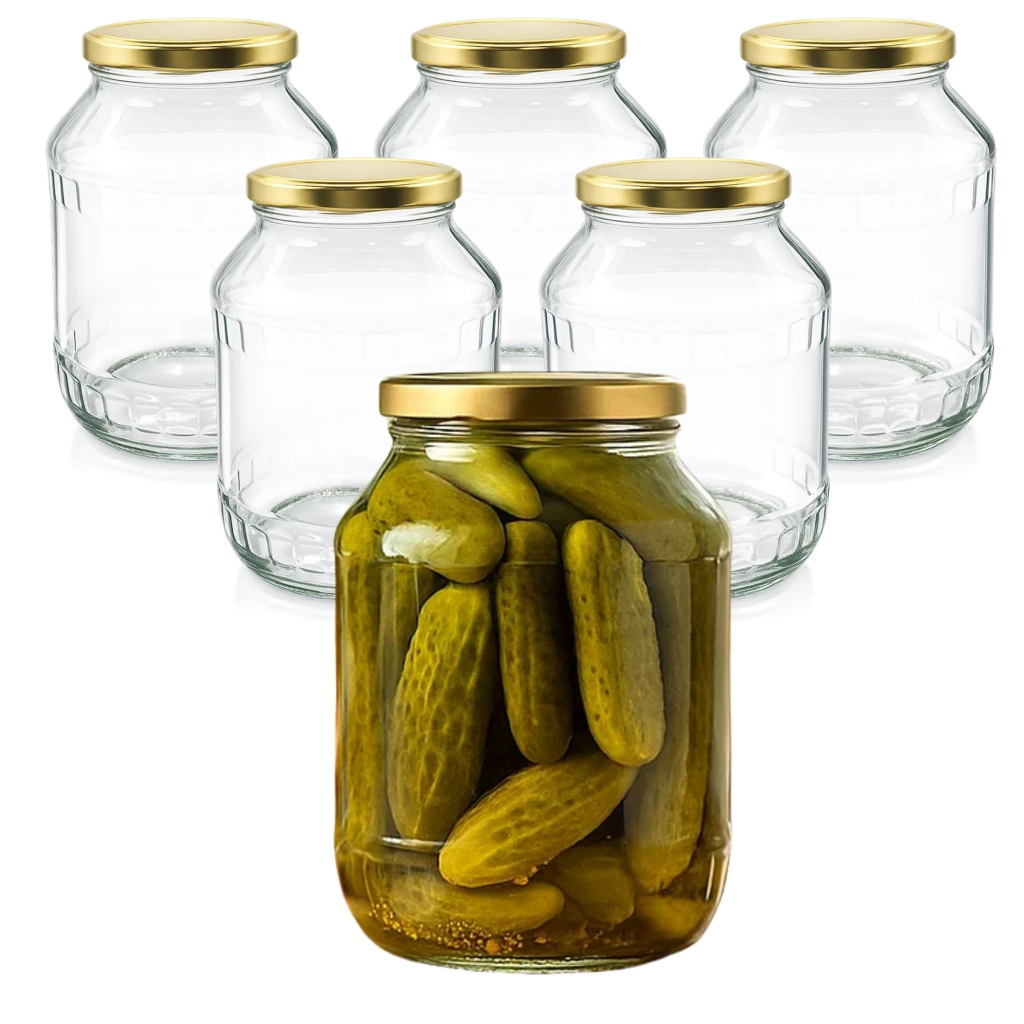 Einmachgläser 6x1700 ml mit Schraubdeckel gold