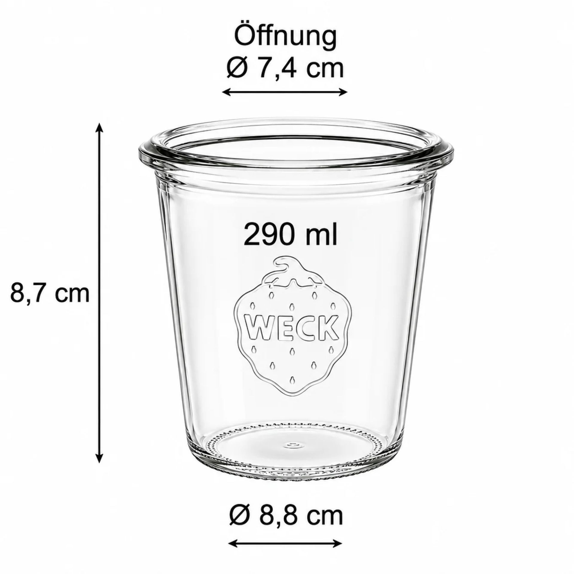 Weck Sturzglas 290 ml hoch Einmachglas mit Deckel - Transparentes Glas mit rotem Gummiring und Metallklammern ideal zum Einmachen, Aufbewahren oder Servieren von Lebensmitteln