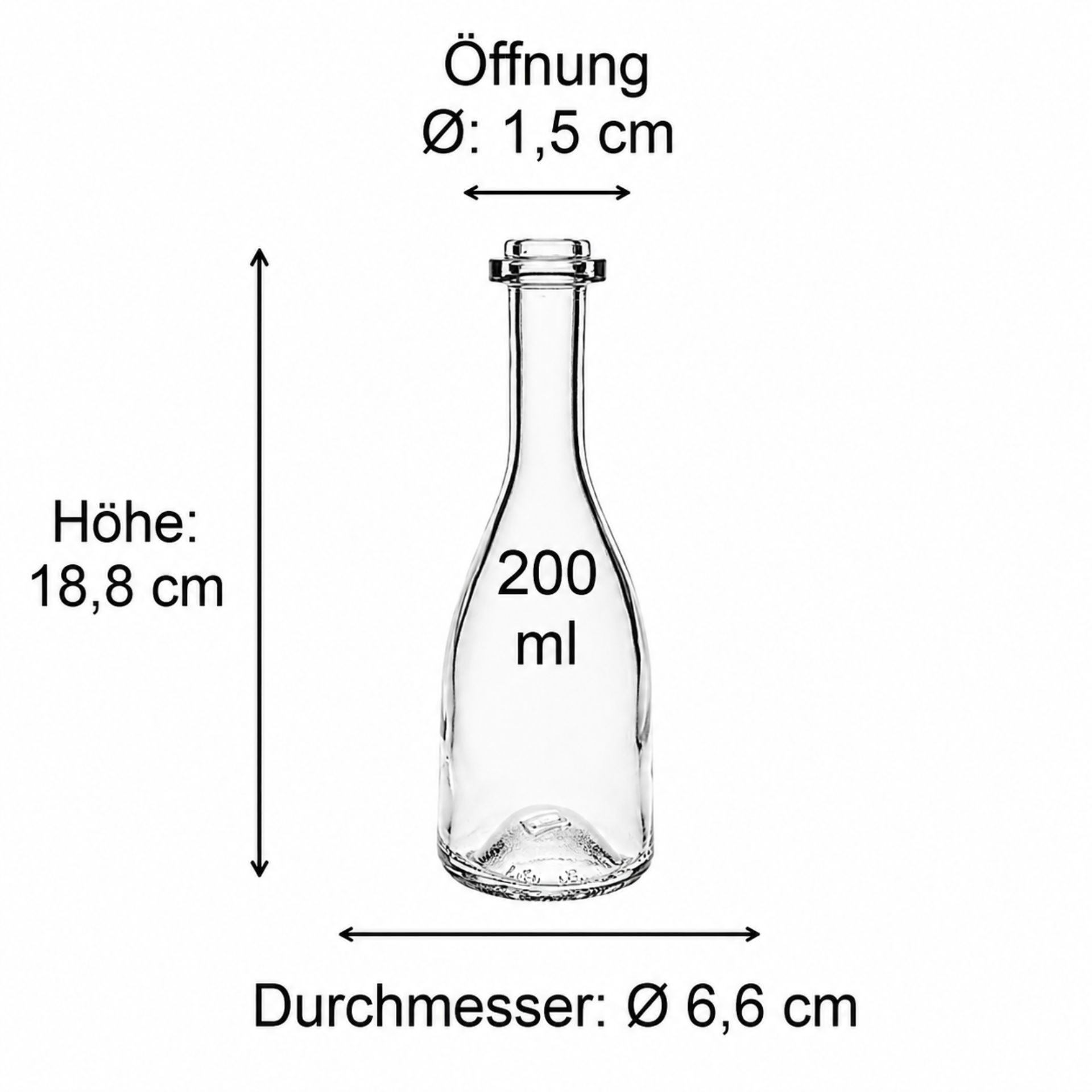 Bild der Flaschenmaße für das Modell VI129B95K von flaschen-glaeser-und-dosen.de – Detaillierte Grafik mit Höhen- und Durchmesserangaben zur Veranschaulichung der Abmessungen, ideal für Verpackungs- und Lagerplanungen.