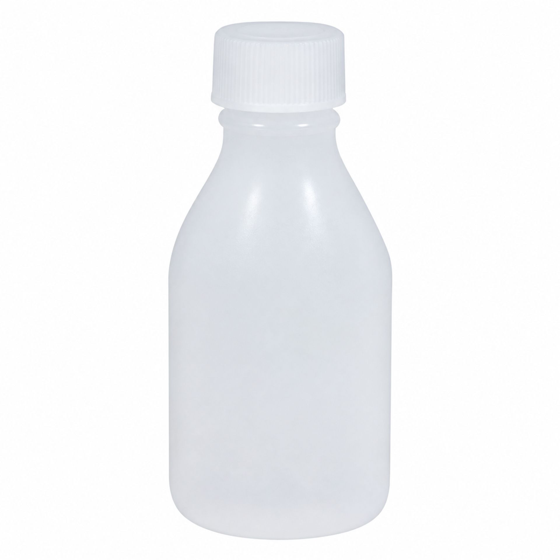 Laborflasche PE 50 ml, Enghalsflasche mit Schraubverschluss, transparent, ideal für Flüssigkeitsproben und Lagerung, robust und chemikalienbeständig.