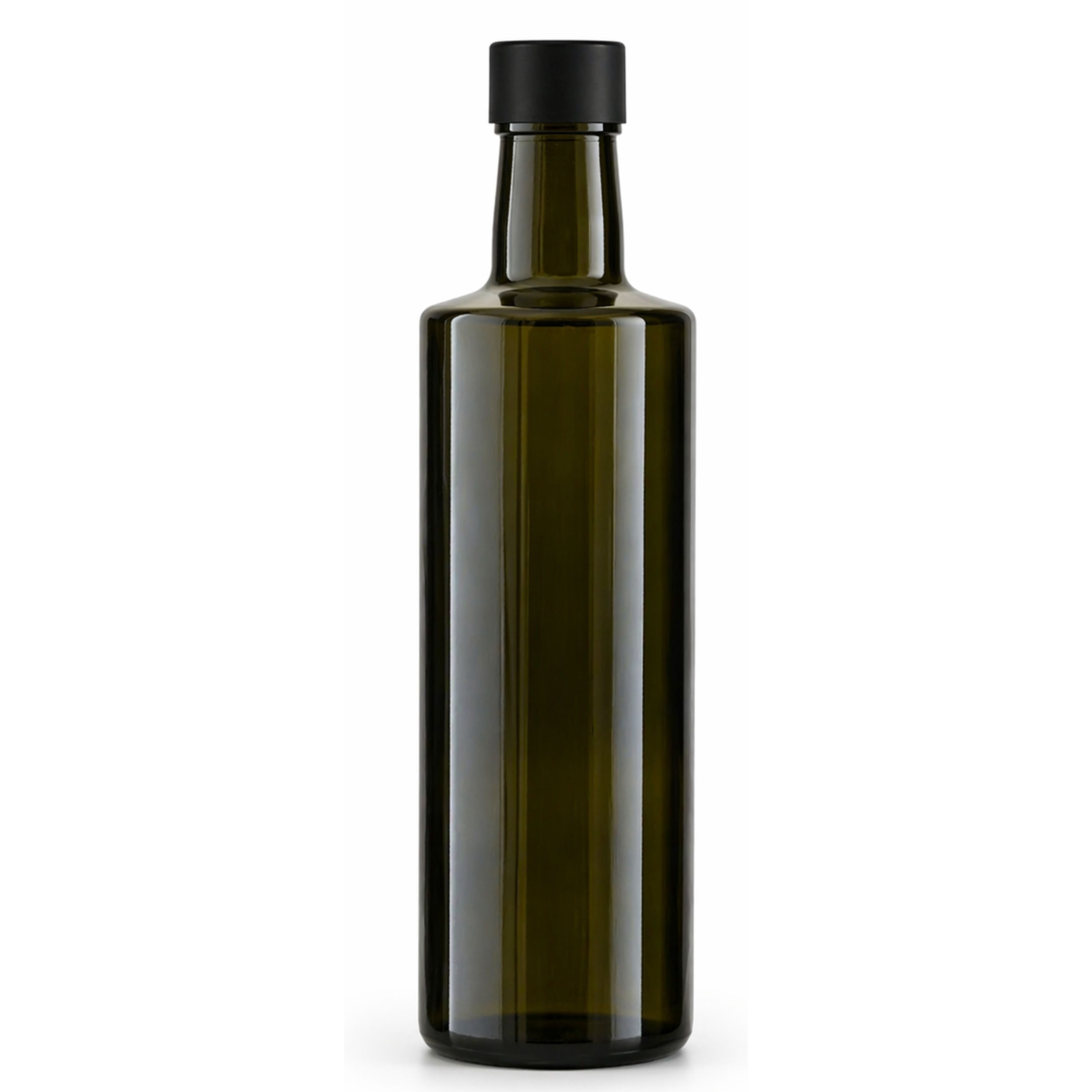 Glasflasche 500 ml rund braun Ölflasche Deckel Schwarz Alu/Kunststoff