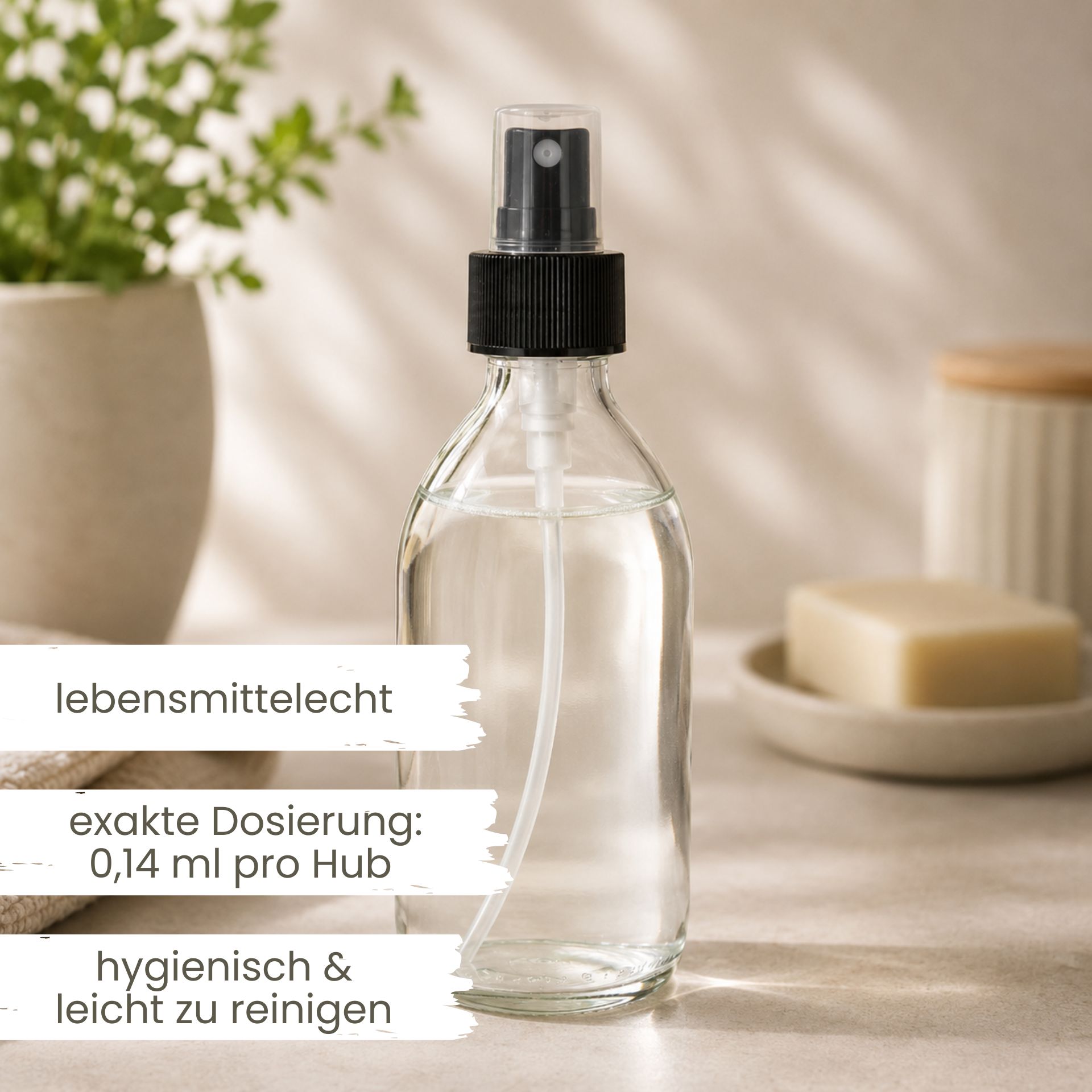 Sprühflasche  250 ml Glas mit Fingerzerstäuber