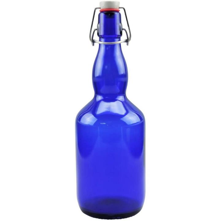 mikken Blaue Glasflasche 750 ml mit Bügelverschluss 