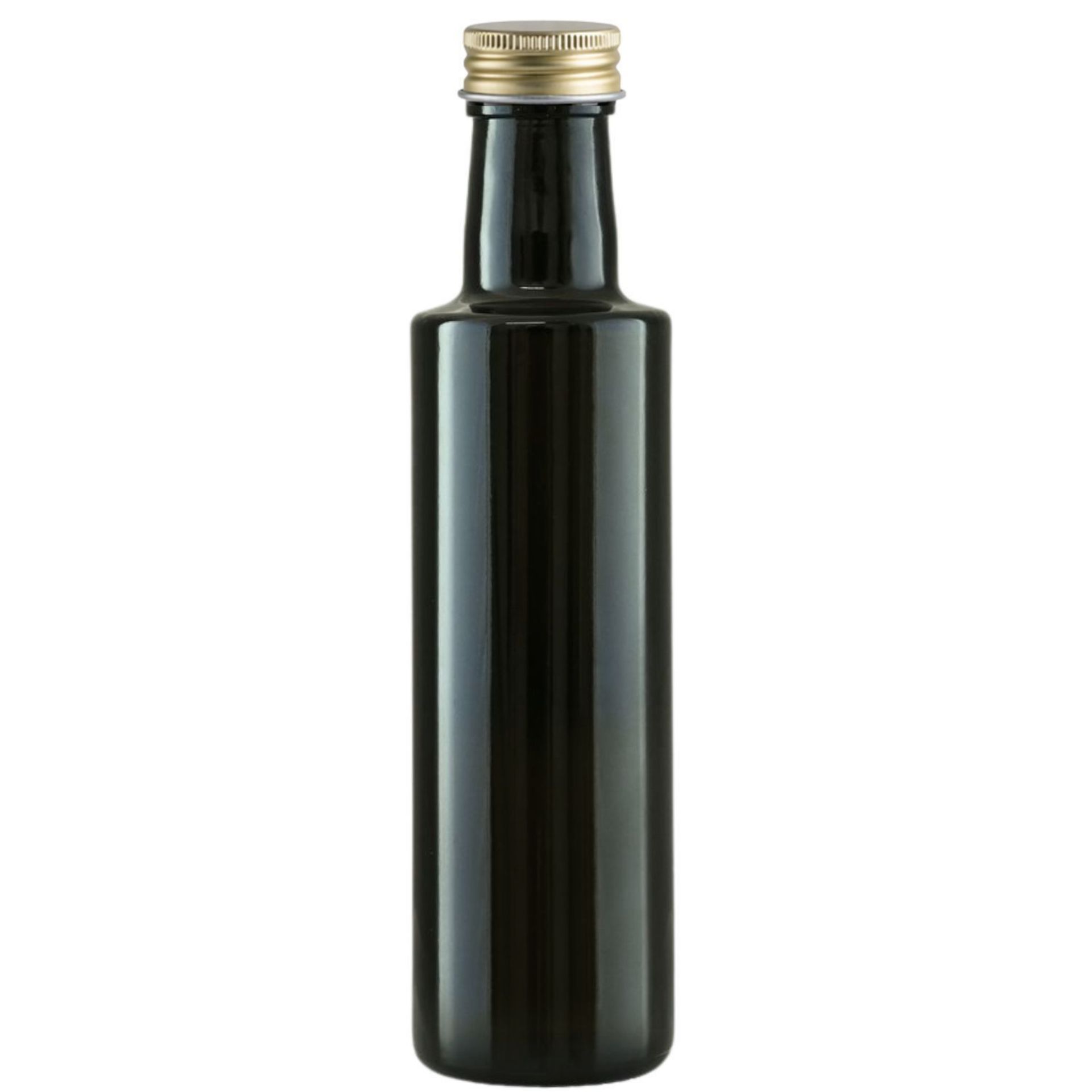 Glasflasche 500 ml rund braun Ölflasche Deckel Gold