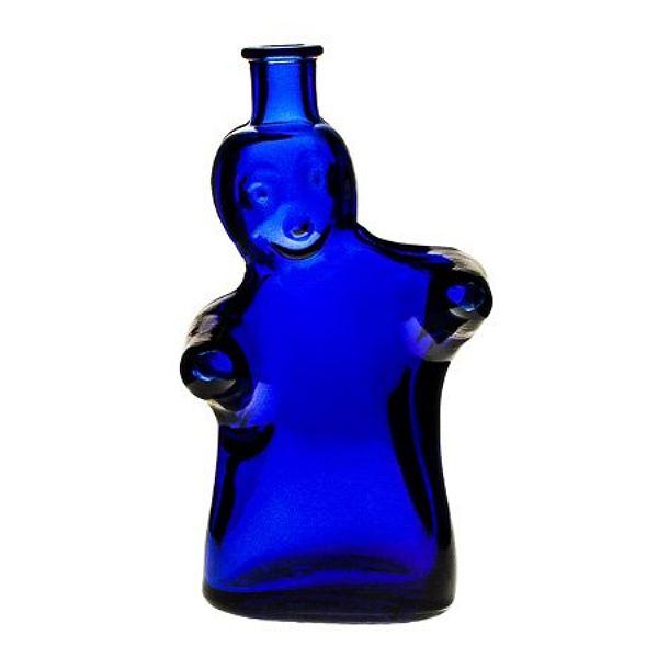 Glasflasche 100ml blau mit Korken 