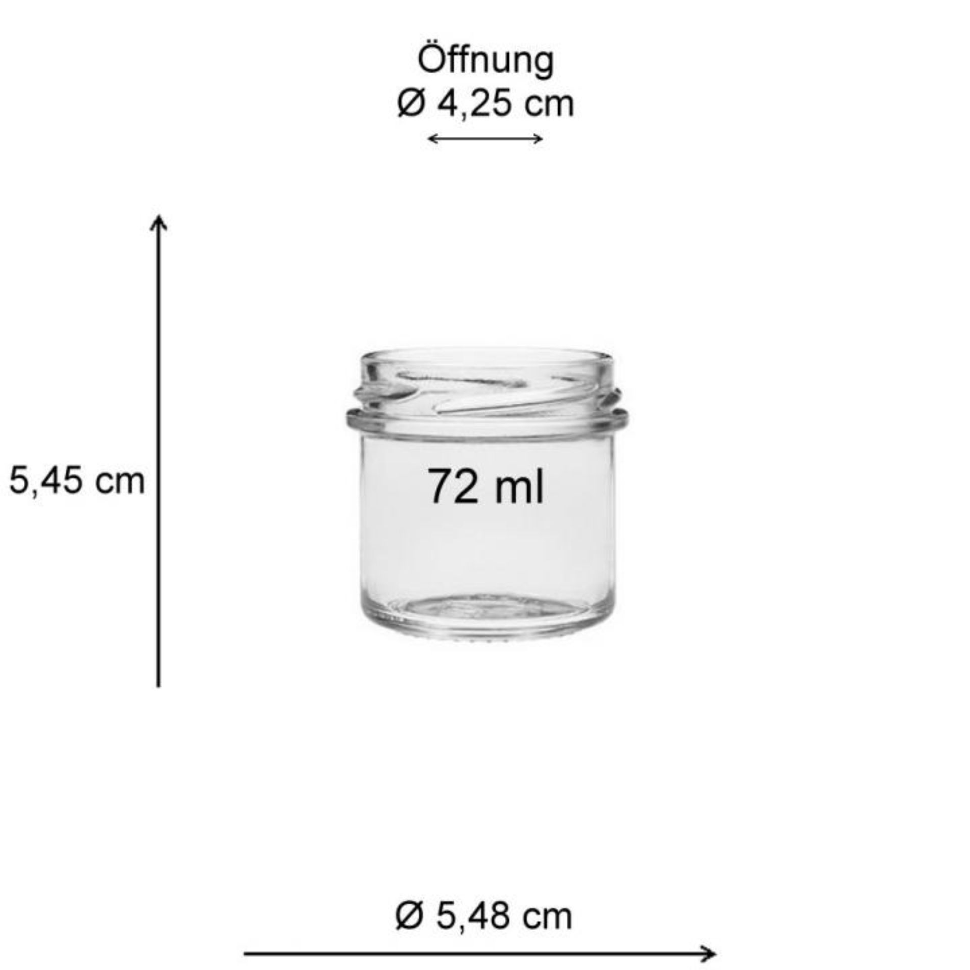 Einmachglas 72 ml mit goldenem Deckel, ideales Mini-Glas für Konfitüren, Gewürze oder Probiergrößen aus robustem Glas mit glänzendem Schraubdeckel.