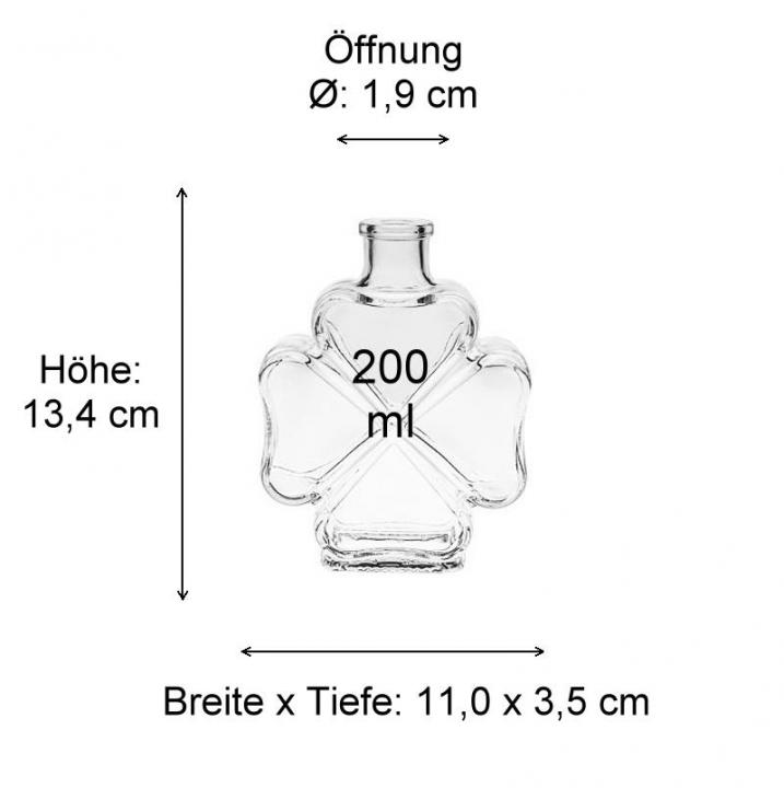 Glasflasche  200 ml Kleeblatt mit Korken
