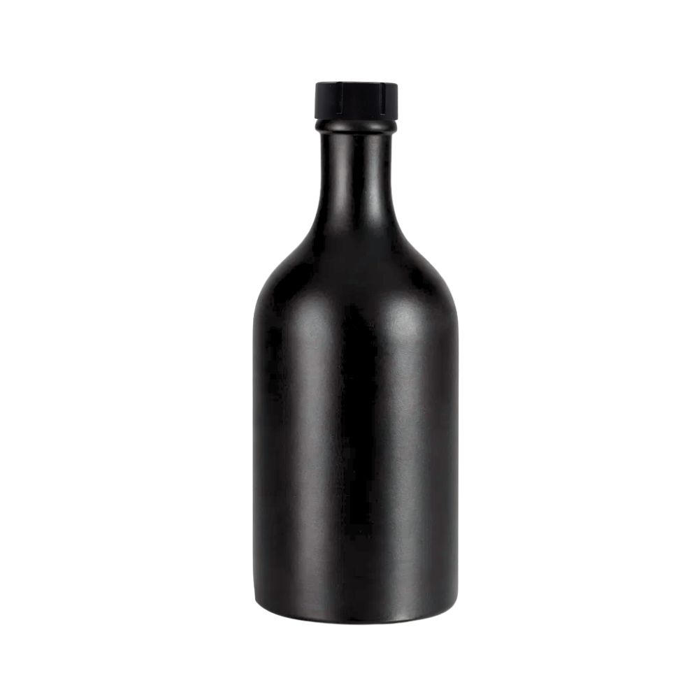 Ölflasche 500 ml Steingut schwarz mit Ausgießer und Stopfen-Kappe