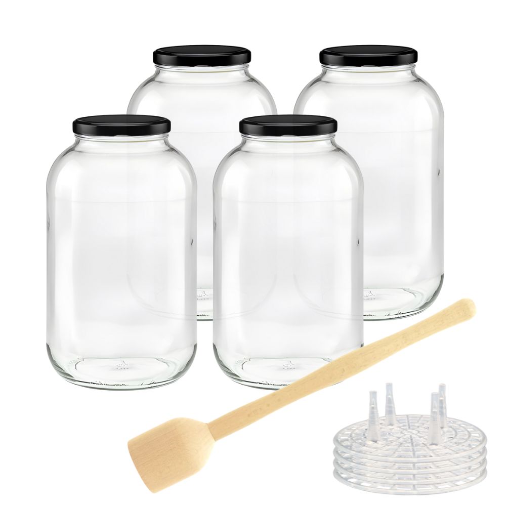 Grüne Weithalsdose aus Glas mit silbernem Metalldeckel – 500 ml Vorratsbehälter für Küche und Haushalt Klare Glasflasche mit Schraubverschluss, zylindrische Form, befüllt mit dunkelrotem Inhalt, stehend auf neutralem Untergrund vor weißem Hintergrund.