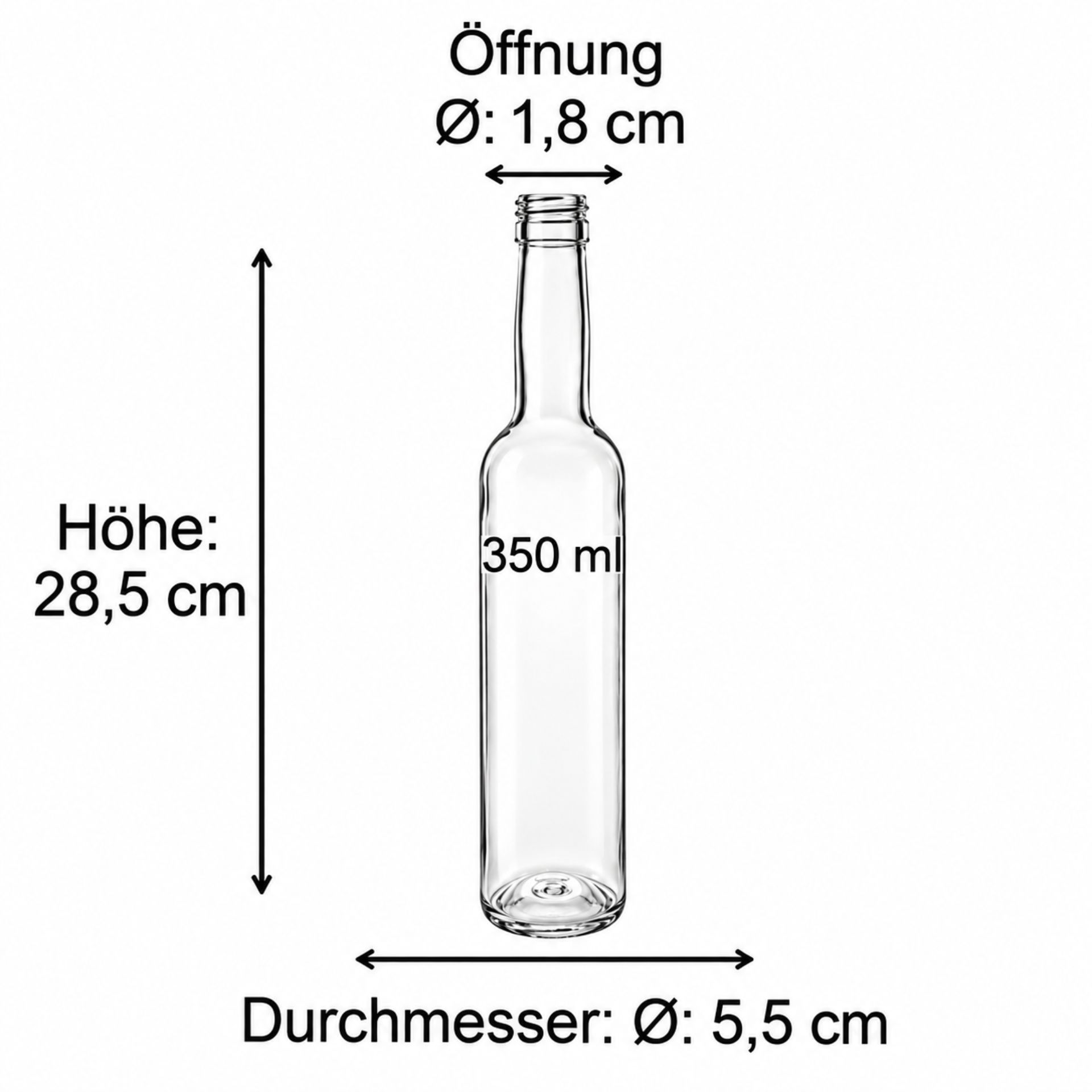 Produktbild von einem grünen Glasflaschenverschluss mit den Maßen und technischen Details in millimeter-genauer Detailansicht.