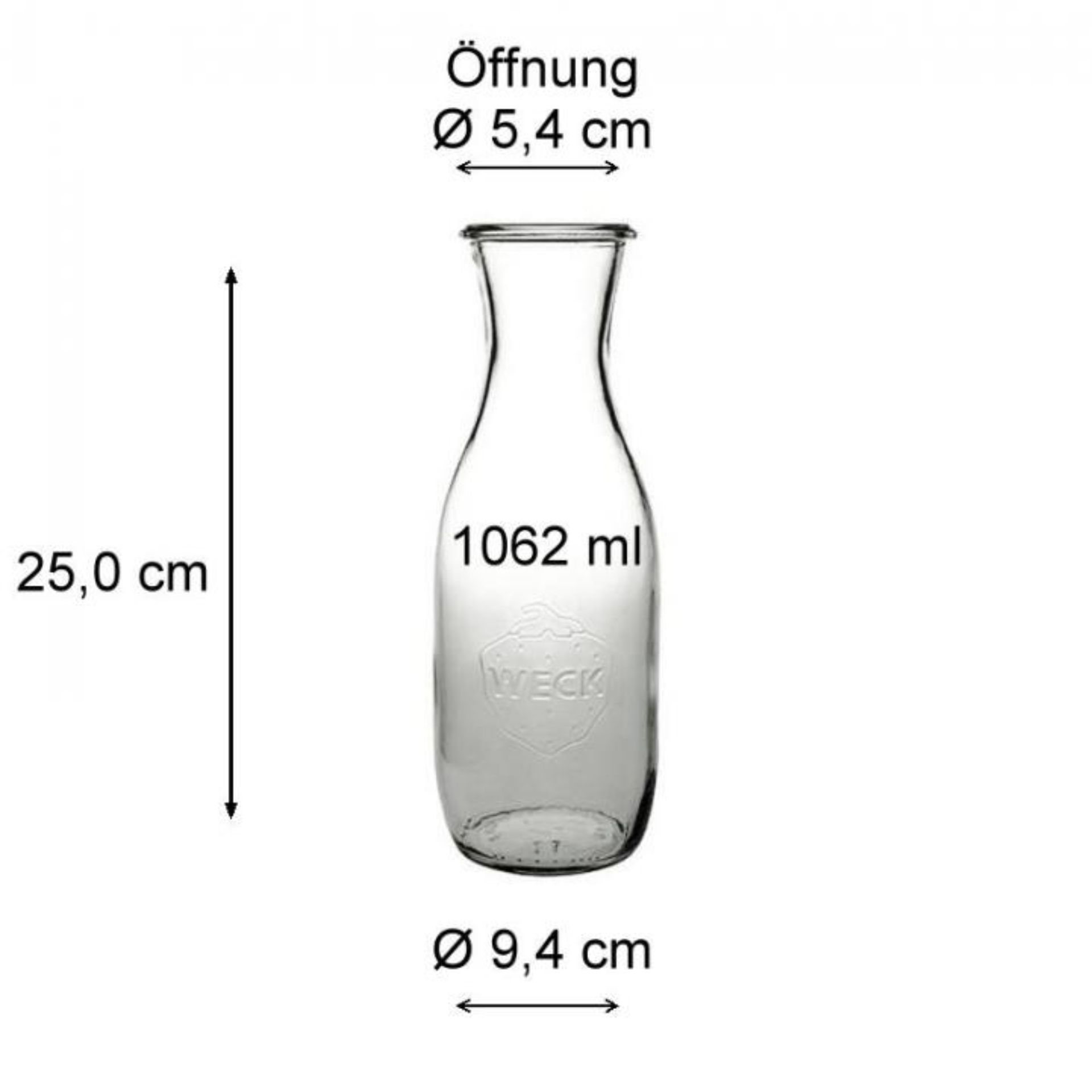Weck Saftflasche 1062 ml aus Glas, Weckflasche 1 Liter für hausgemachte Getränke und Säfte, Produktfoto auf weißem Hintergrund