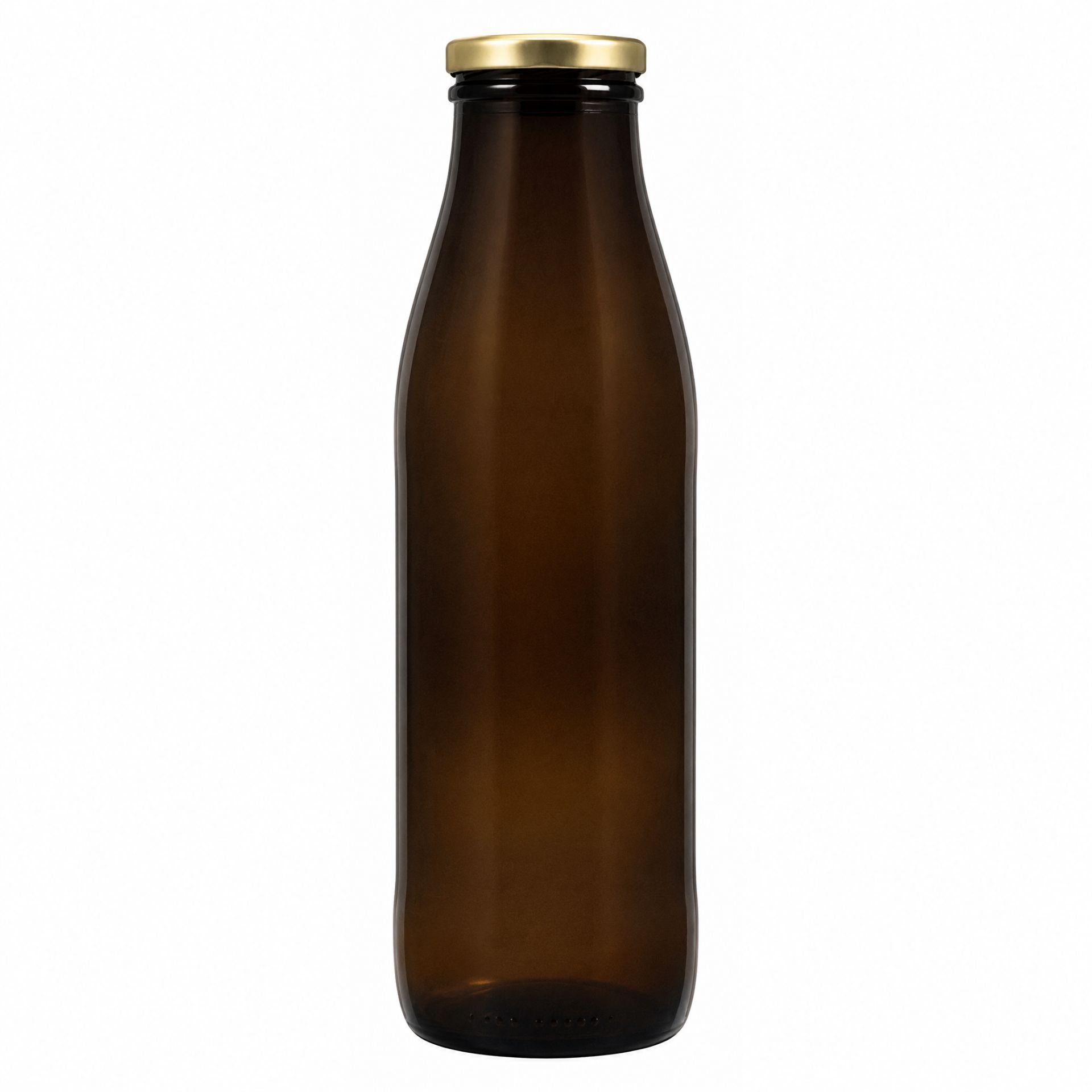 Braune Glasflasche 500 ml, Milchflasche, inklusive Deckel, ideal zur Aufbewahrung von Flüssigkeiten und umweltfreundlicher Alternative zu Plastikbehältern.