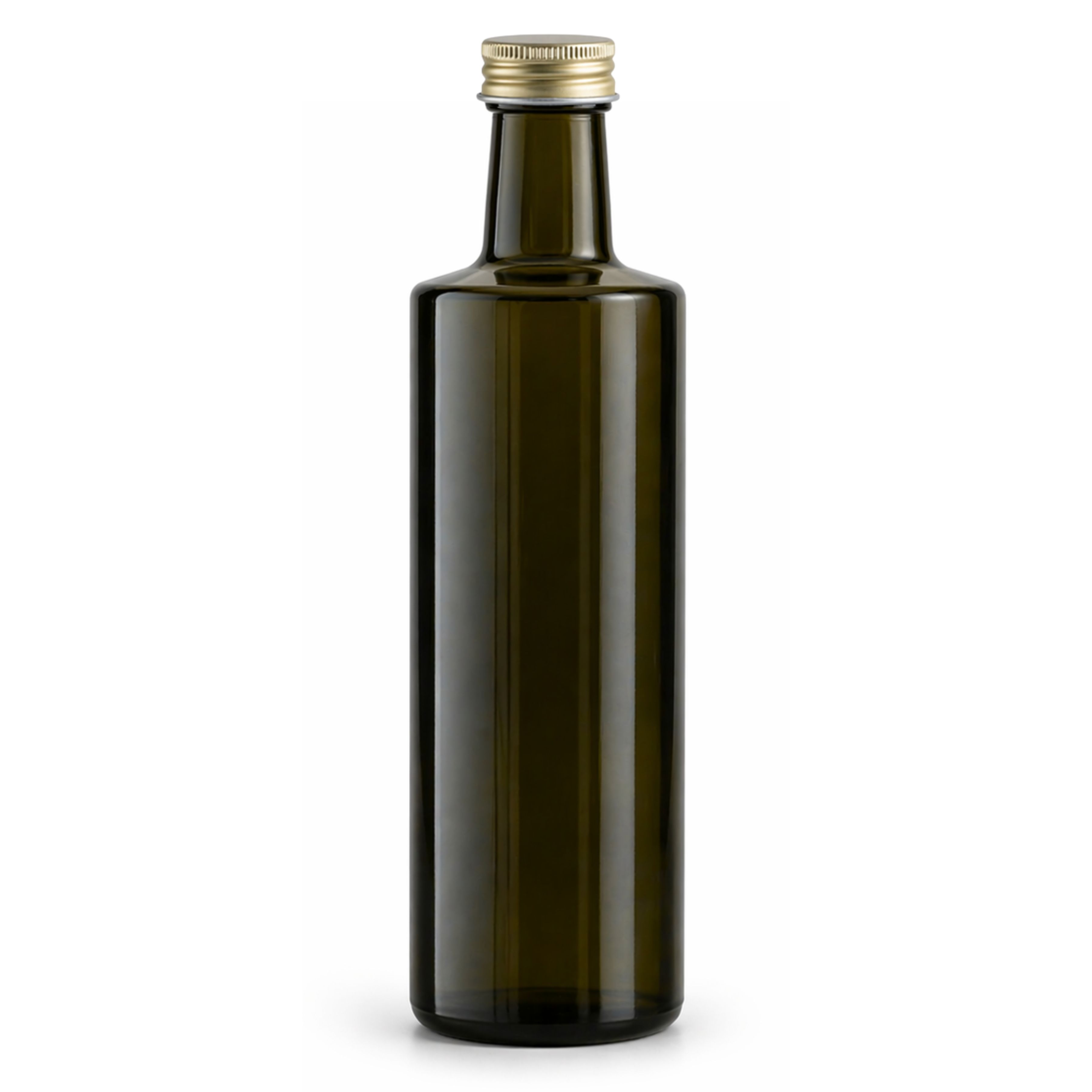 Glasflasche 500 ml rund braun Ölflasche Deckel Gold