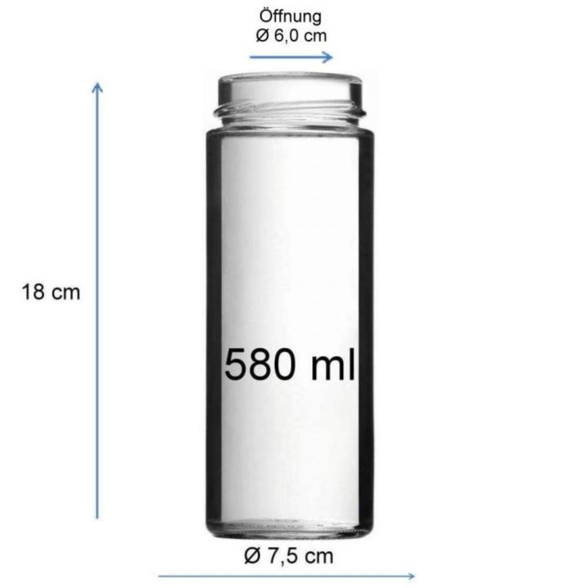 Glasflasche 580 ml Smoothieflasche mit Deckel