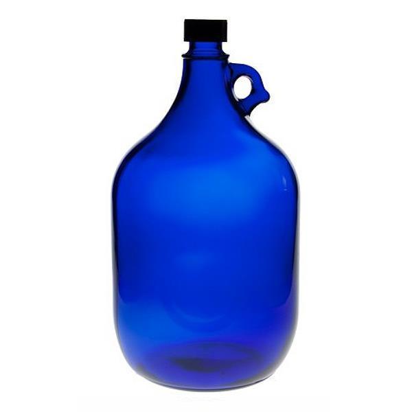 Blaue Glasflasche 5 Liter Gallone 5000 ml Wasserflasche mit Schraubdeckel und Henkel 