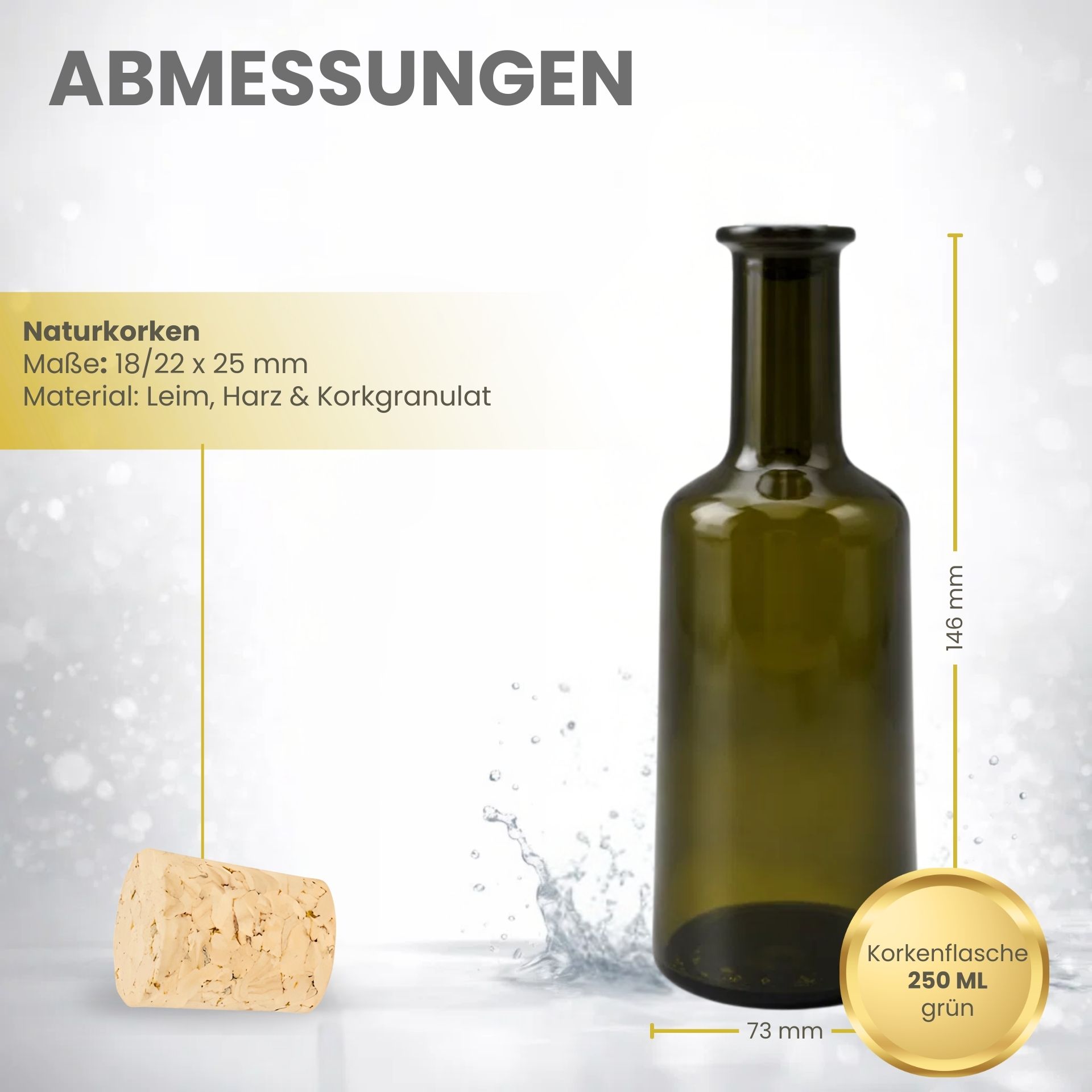 Glasflasche 250 ml grün Ölflasche mit Korken