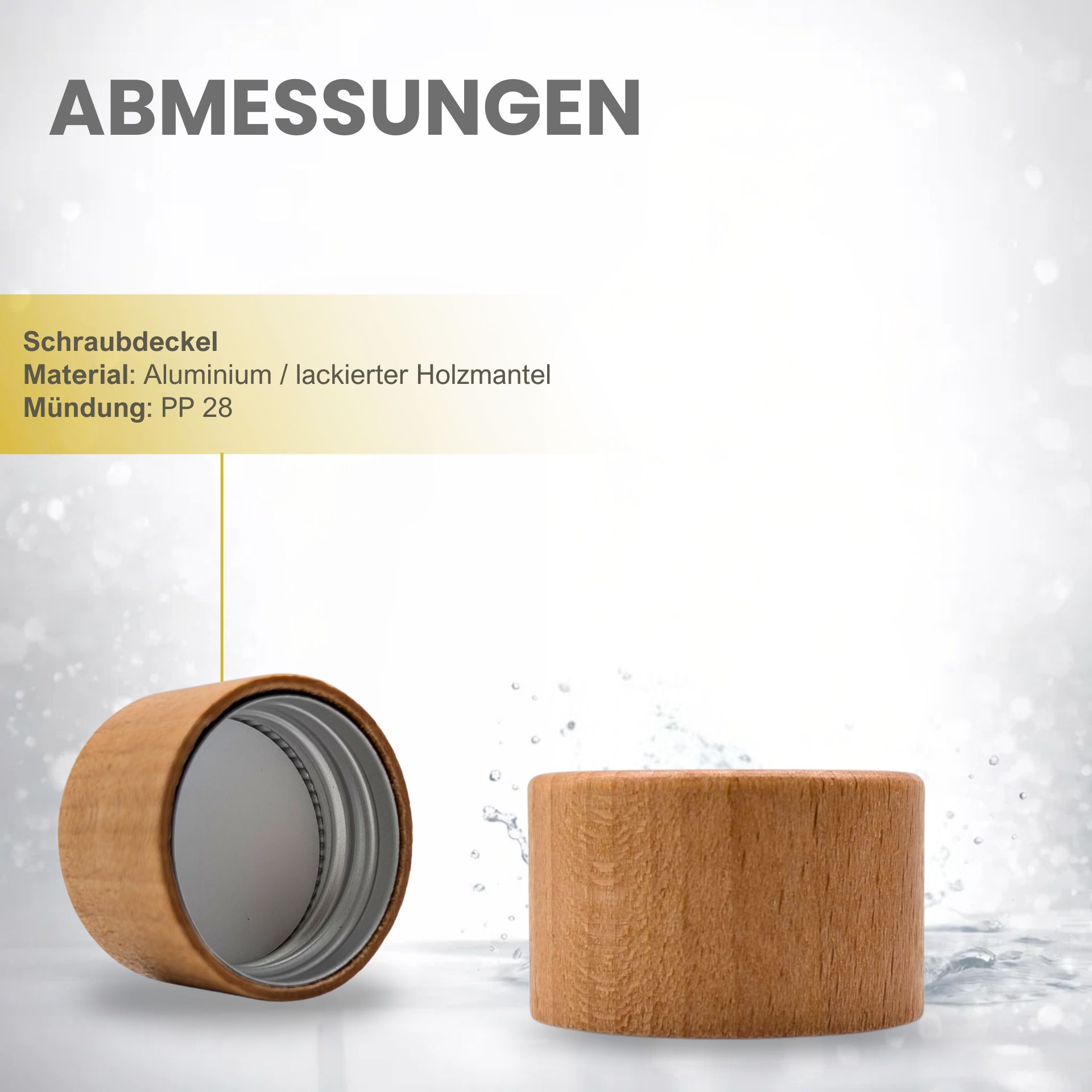 Schraubverschluss PP28 Aluminiumdeckel mit Holzmantel