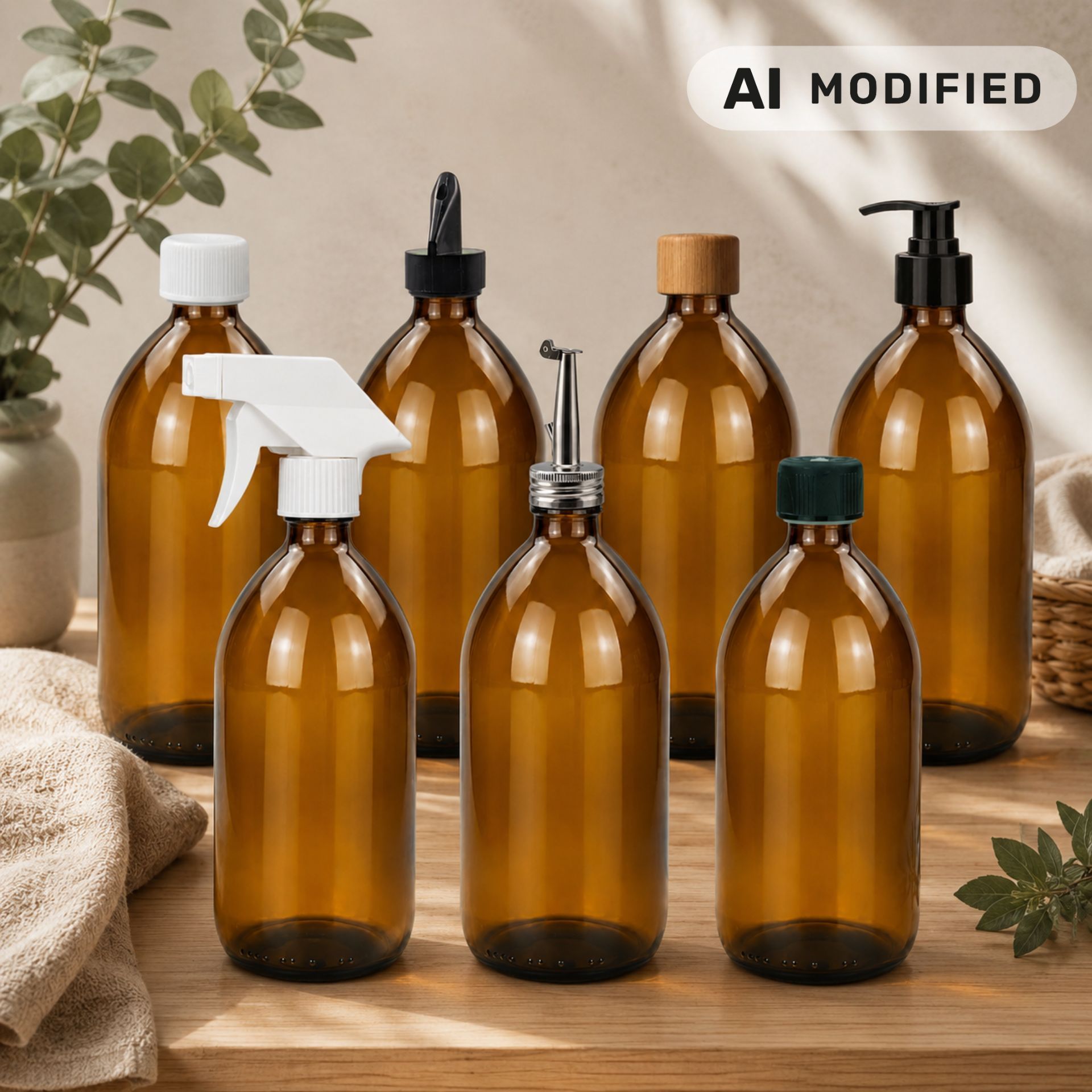 Apothekerflasche 1000 ml Glas Braun Schraubdeckel