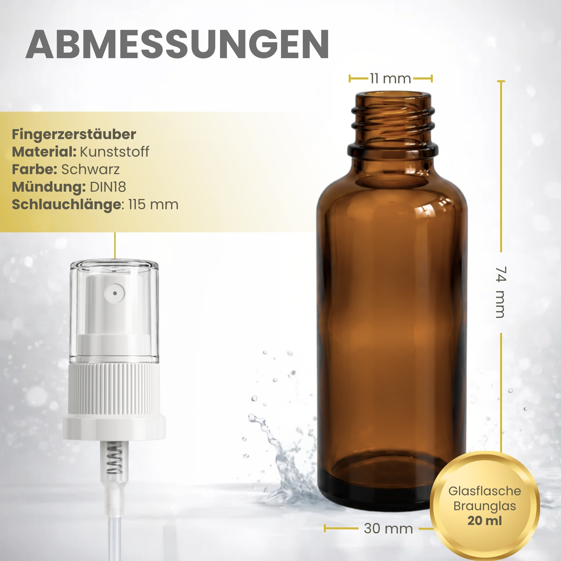 Sprühflasche   20 ml braun Zerstäuber