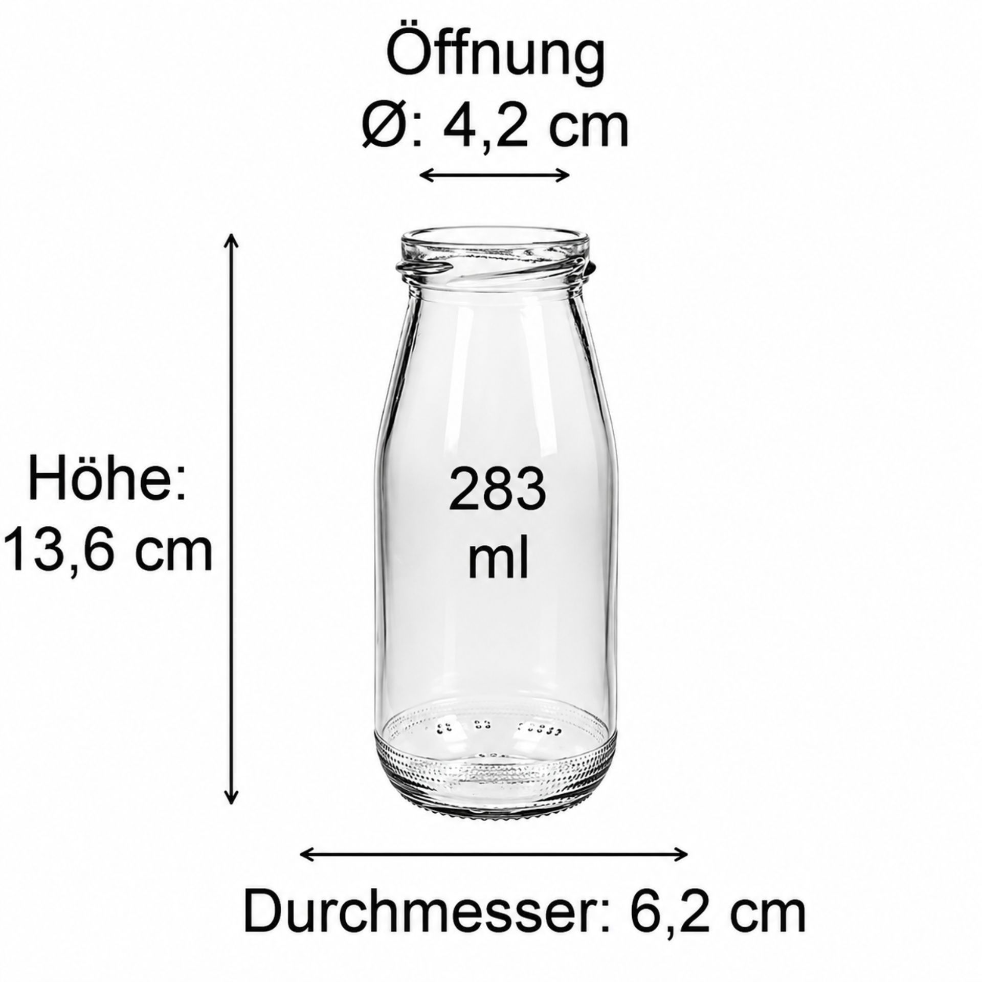 283 ml klare Glasflasche mit Standardmaßen für Abfüllung von Getränken