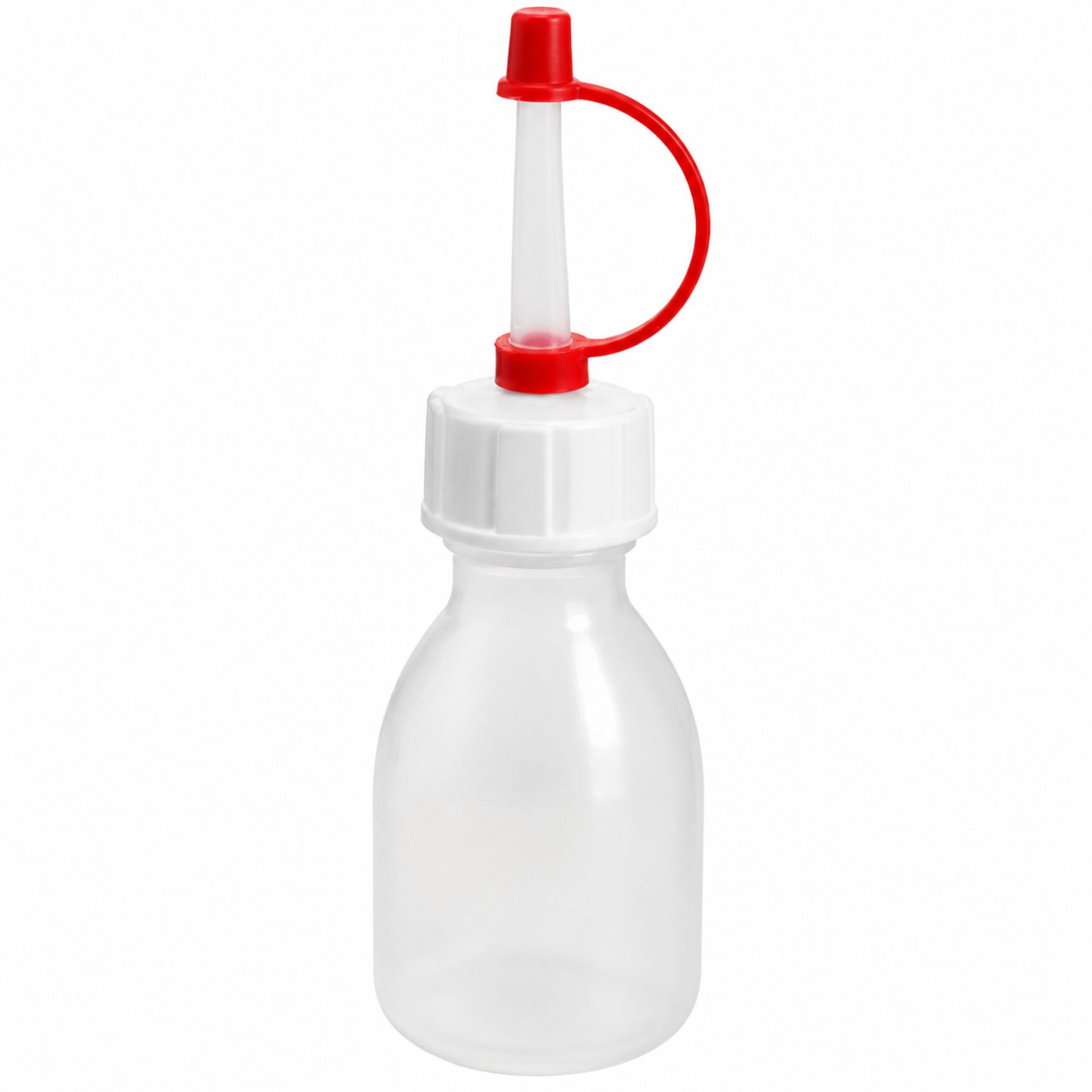 Produktbild einer transparenten 20 ml Tropfflasche (PE) mit praktischem Dosierverschluss, ideal als Spritzflasche für präzise Flüssigkeitsabgabe.