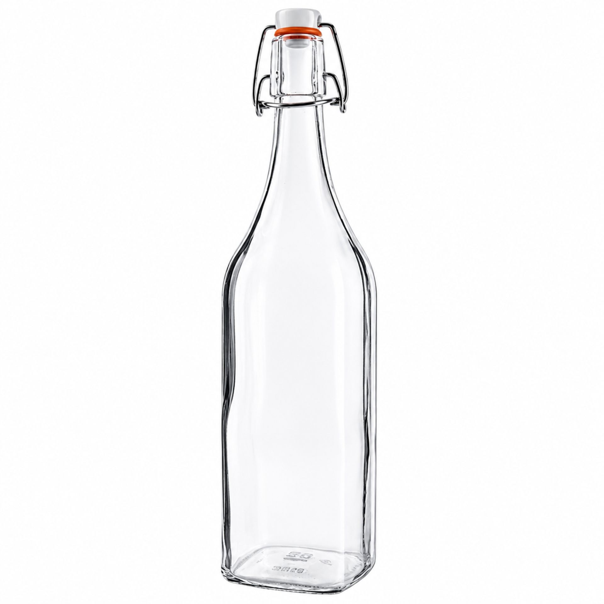 Glasflasche   1000 ml eckig mit Bügelverschluss Kunststoff