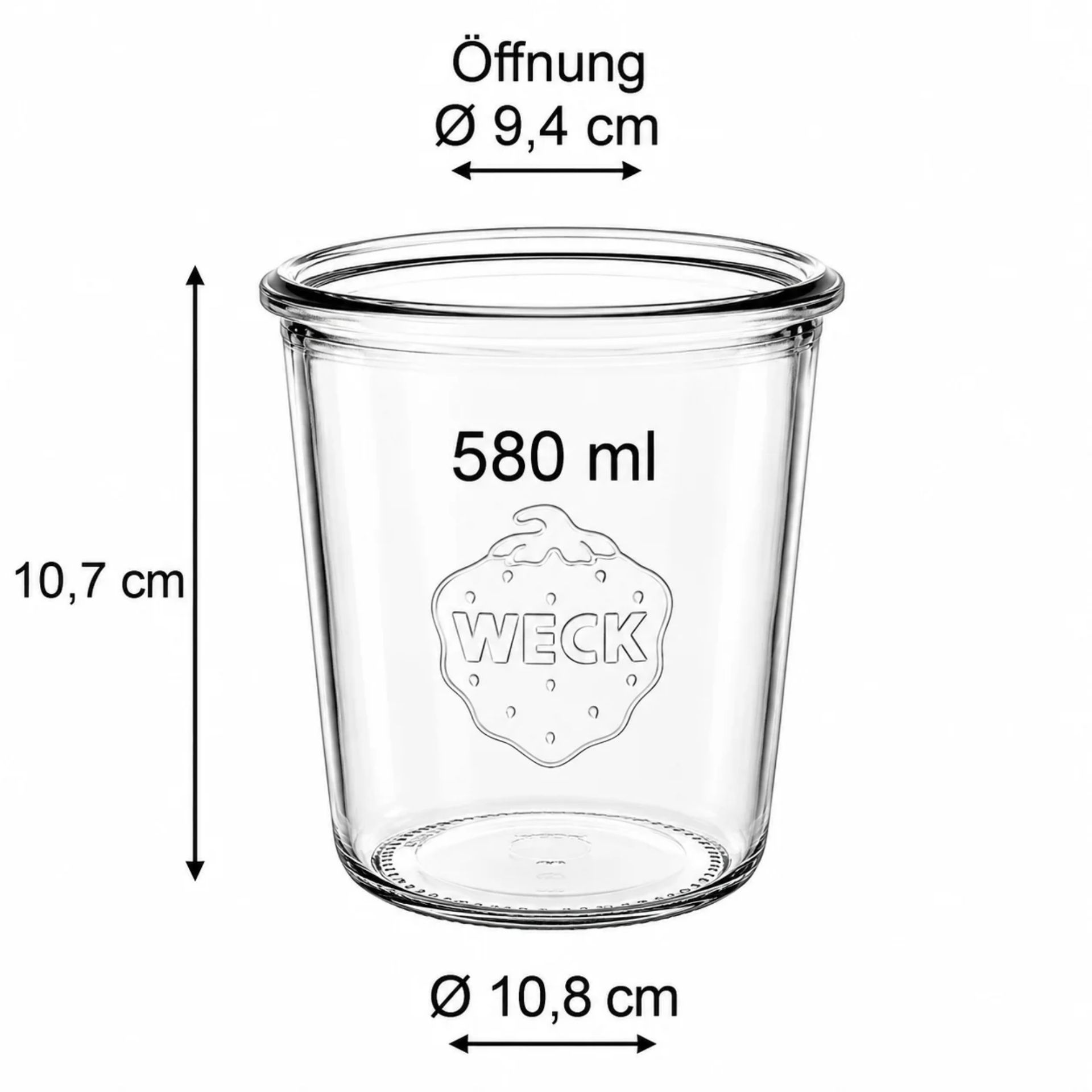 WECK Sturzglas 580 ml Einmachglas mit Deckel, 1/2 Liter Größe, ideal für Konservierung und Aufbewahrung, hochwertiges Glas, vielseitiges Einsatzgebiet in Küche und Haushalt.