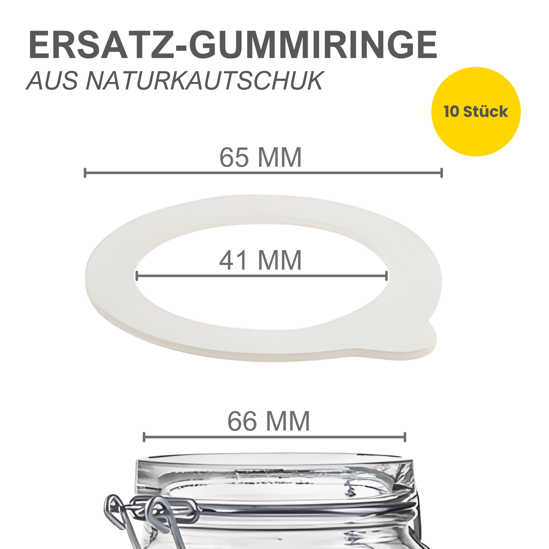 10 Einkochringe Gummiringe 65x41 mm in weiß