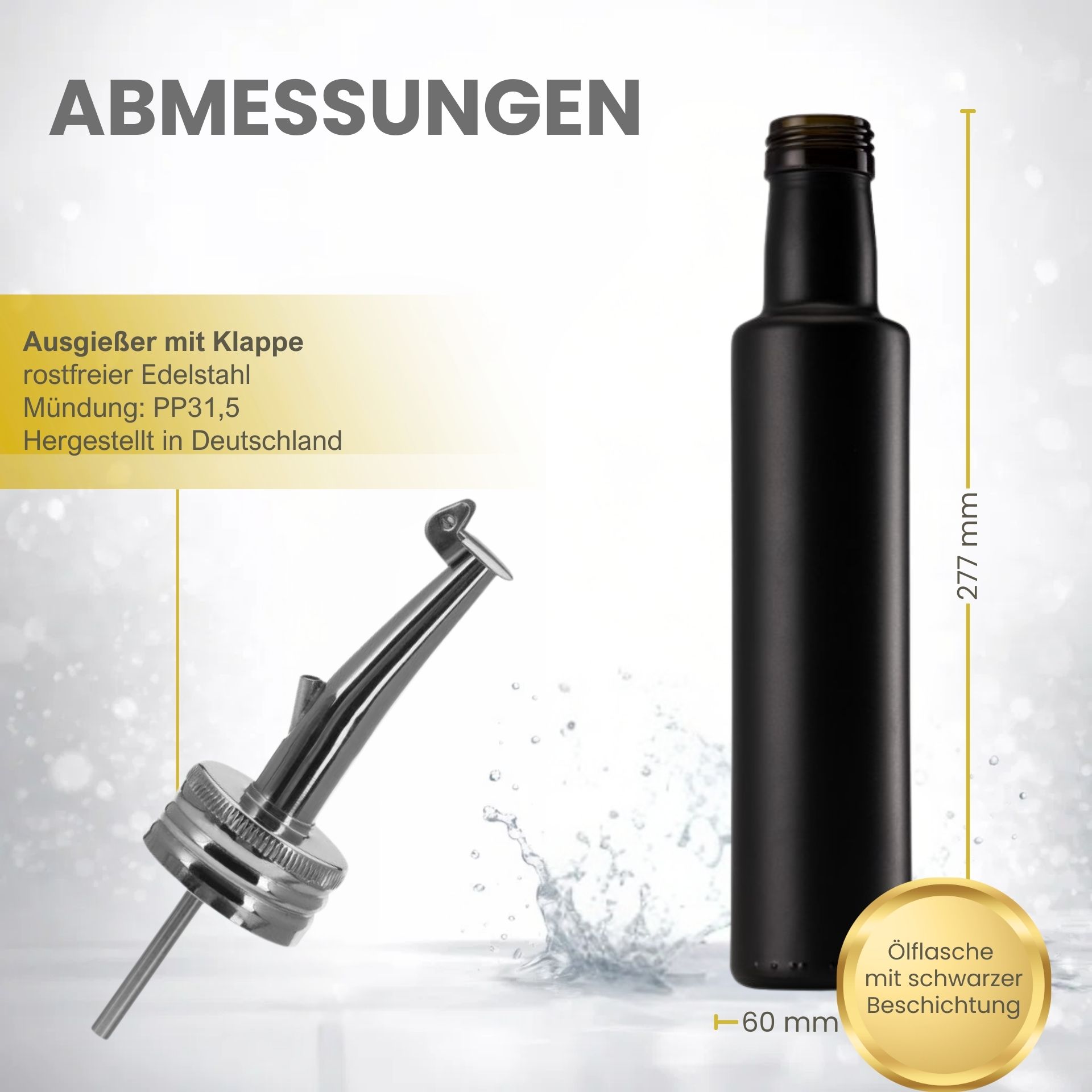 mikken Ölflasche Glasflasche matt schwarz, 500 ml