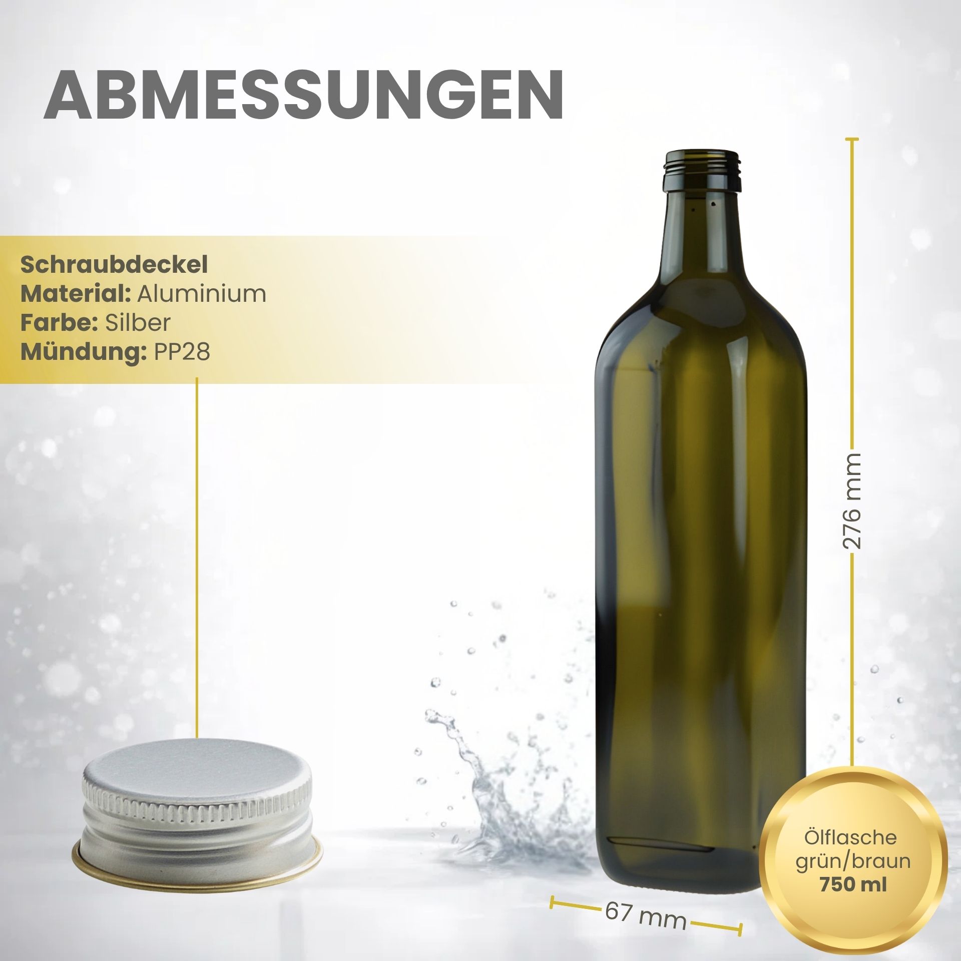Mikken Glasflasche 750 ml grün – Schraubverschluss Aluminium