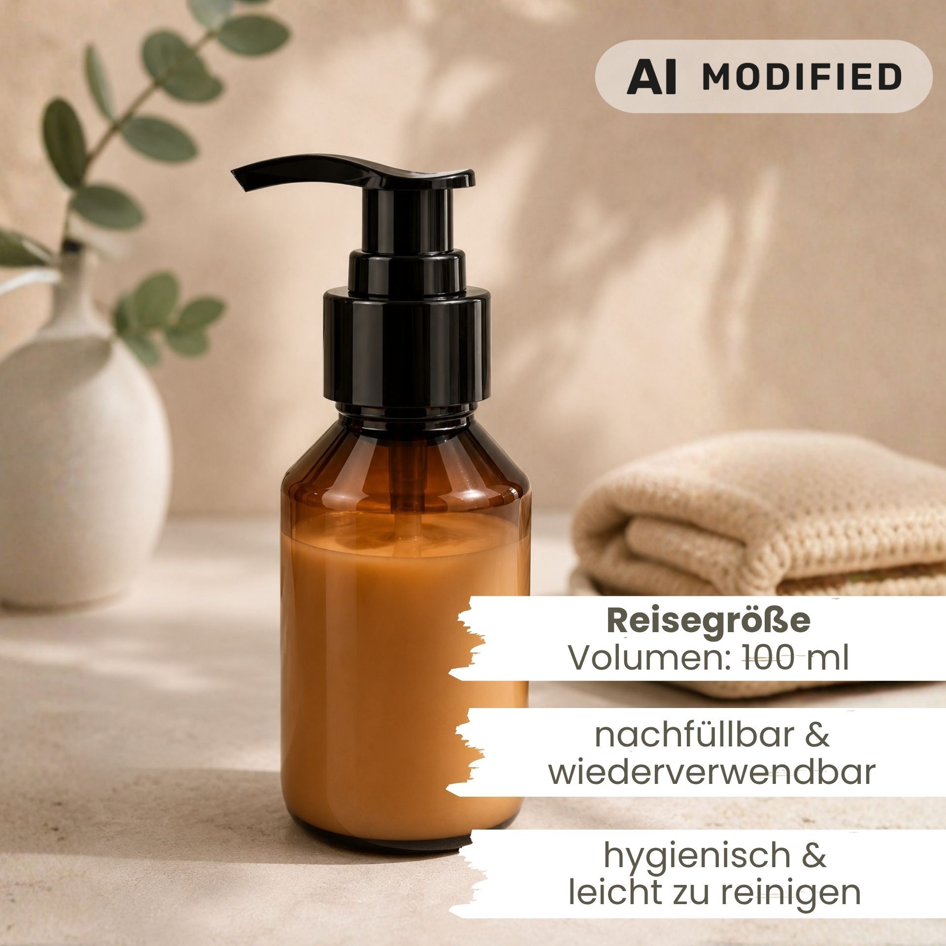 Seifenspender    100 ml braun Lotionspender PET Kunststoff