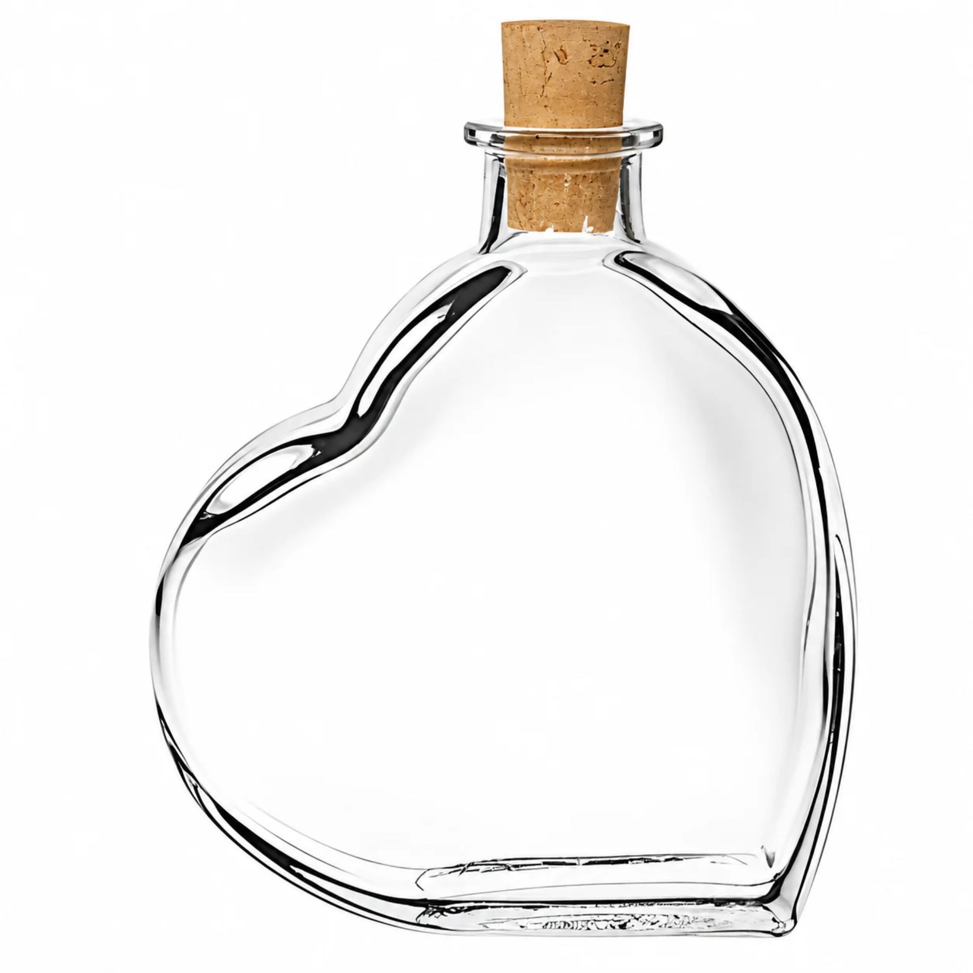 Glasflasche  200 ml Herz mit Korken