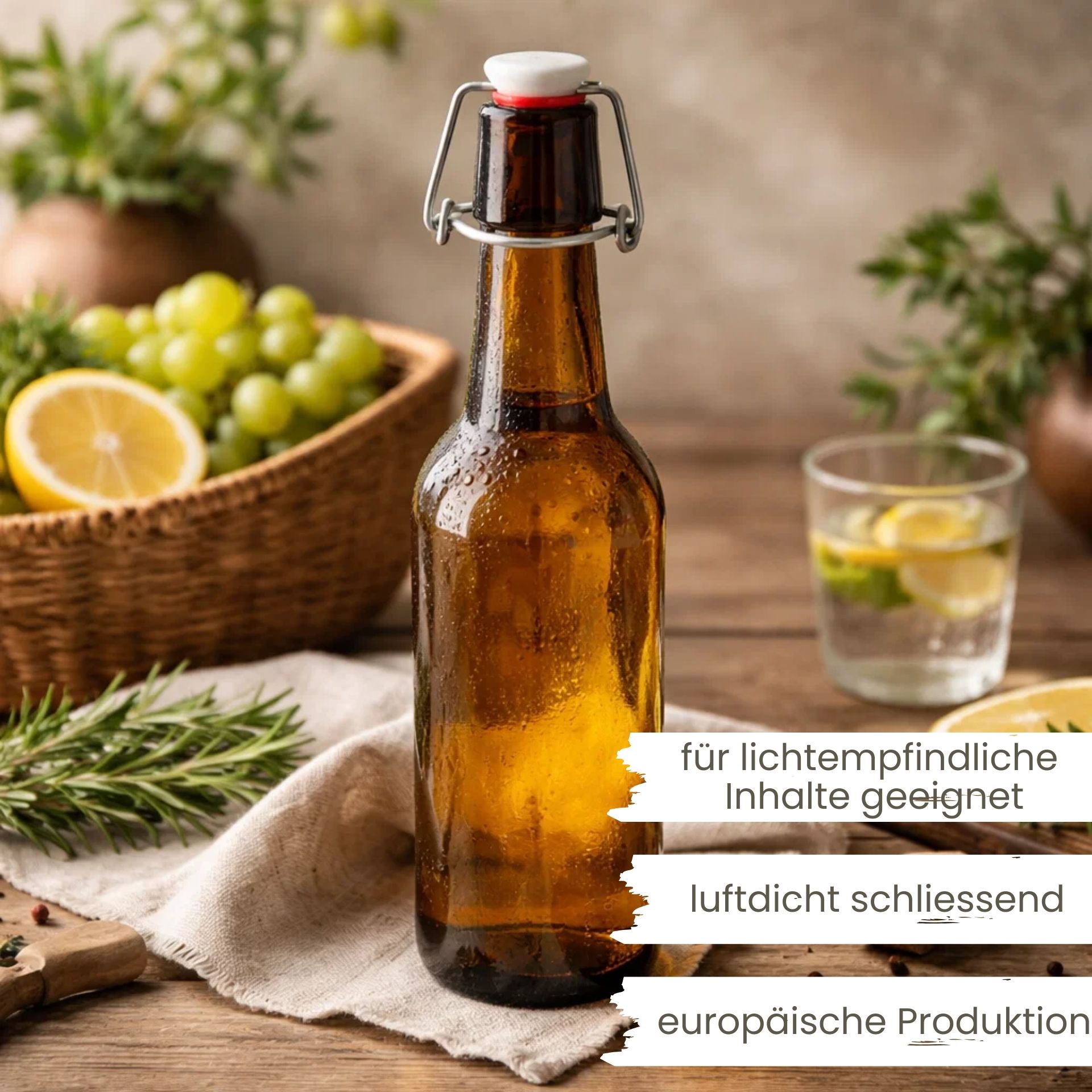 Bügelflaschen Set 6x500 ml braun