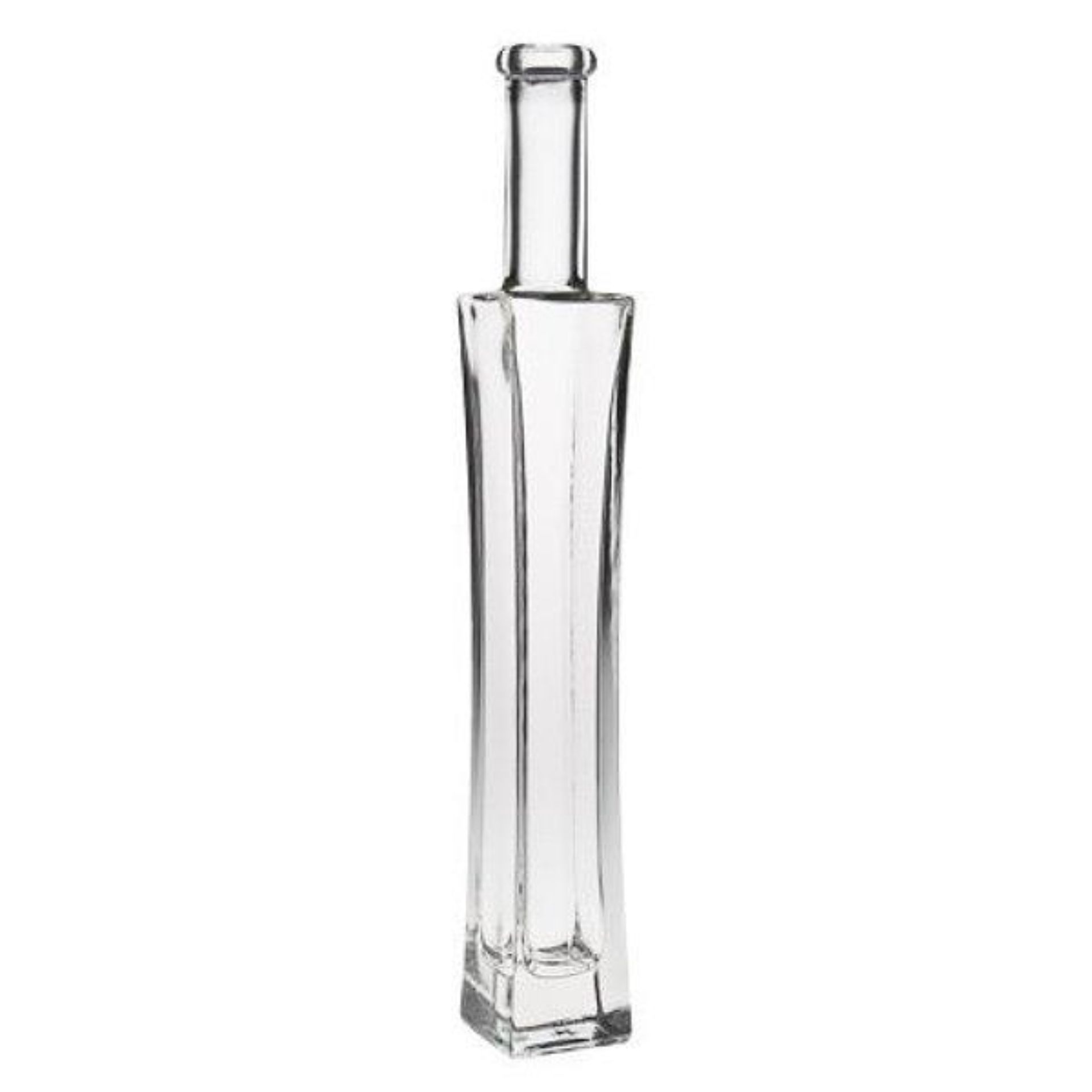 Glasflasche 200 ml Art Deco mit Korken auf weißem Hintergrund, elegantes Design, ideal für Getränke und Dekoration