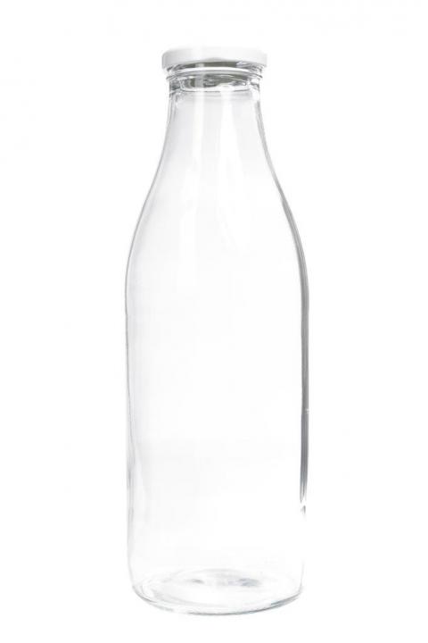 mikken Milchflasche 1 Liter Saftflasche 100 ml mit weißem Schraubverschluss 