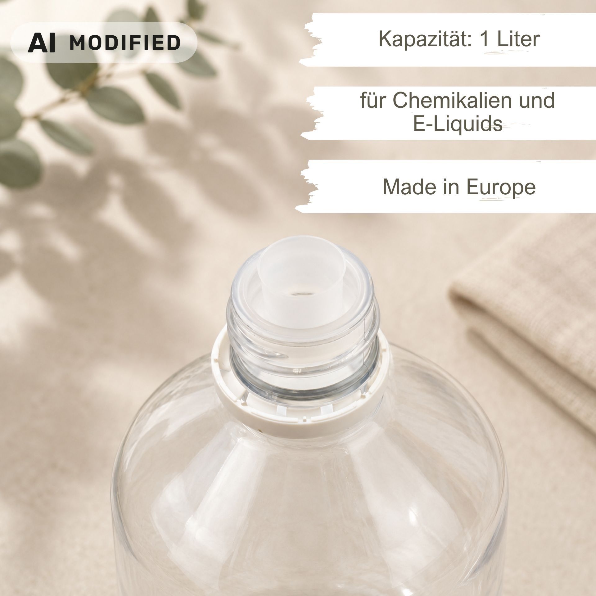 Laborflasche 1000 ml PET Kunststoff mit Ausgießer weiß