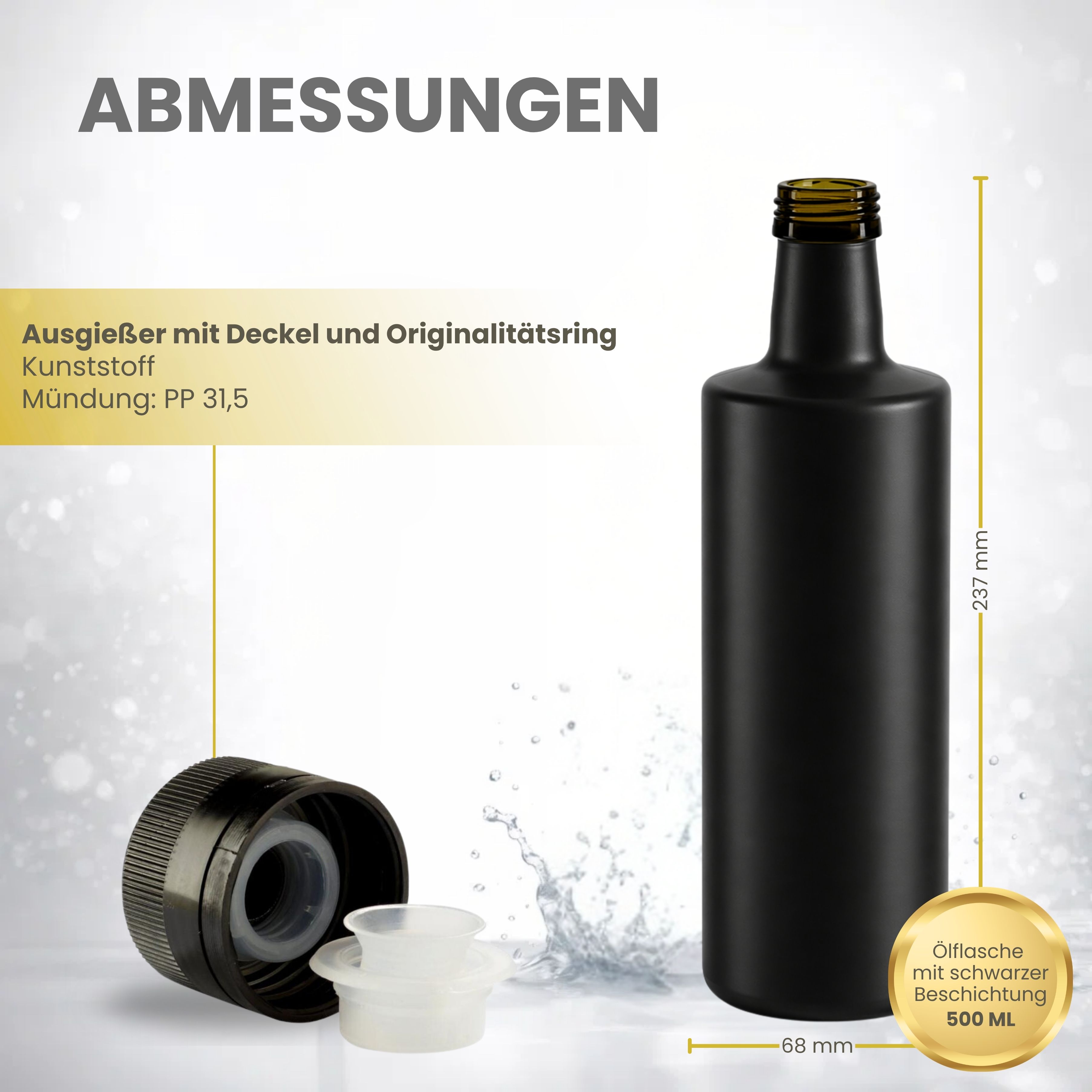 schwarze Ölflasche 500 ml Details